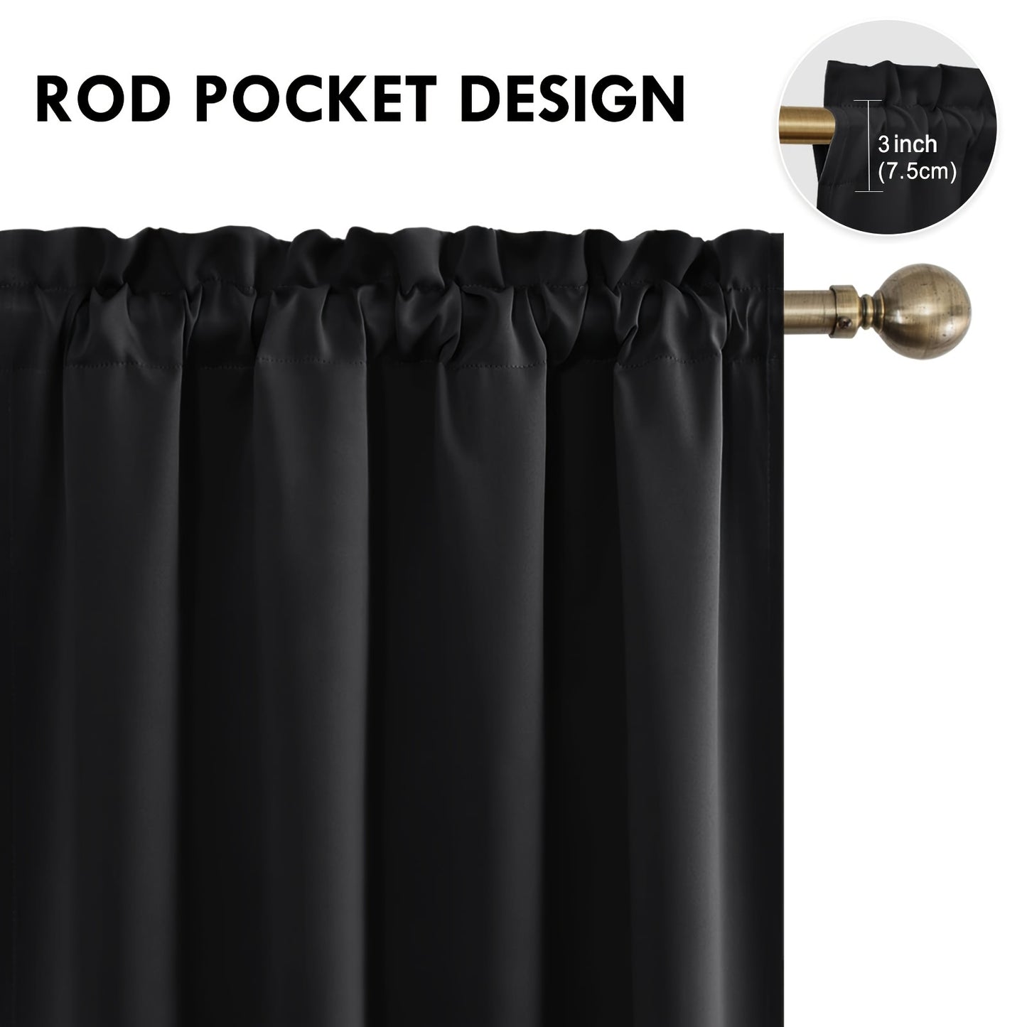 2 Panels Blackout Curtains - Rod Pocket Window Curtains for
