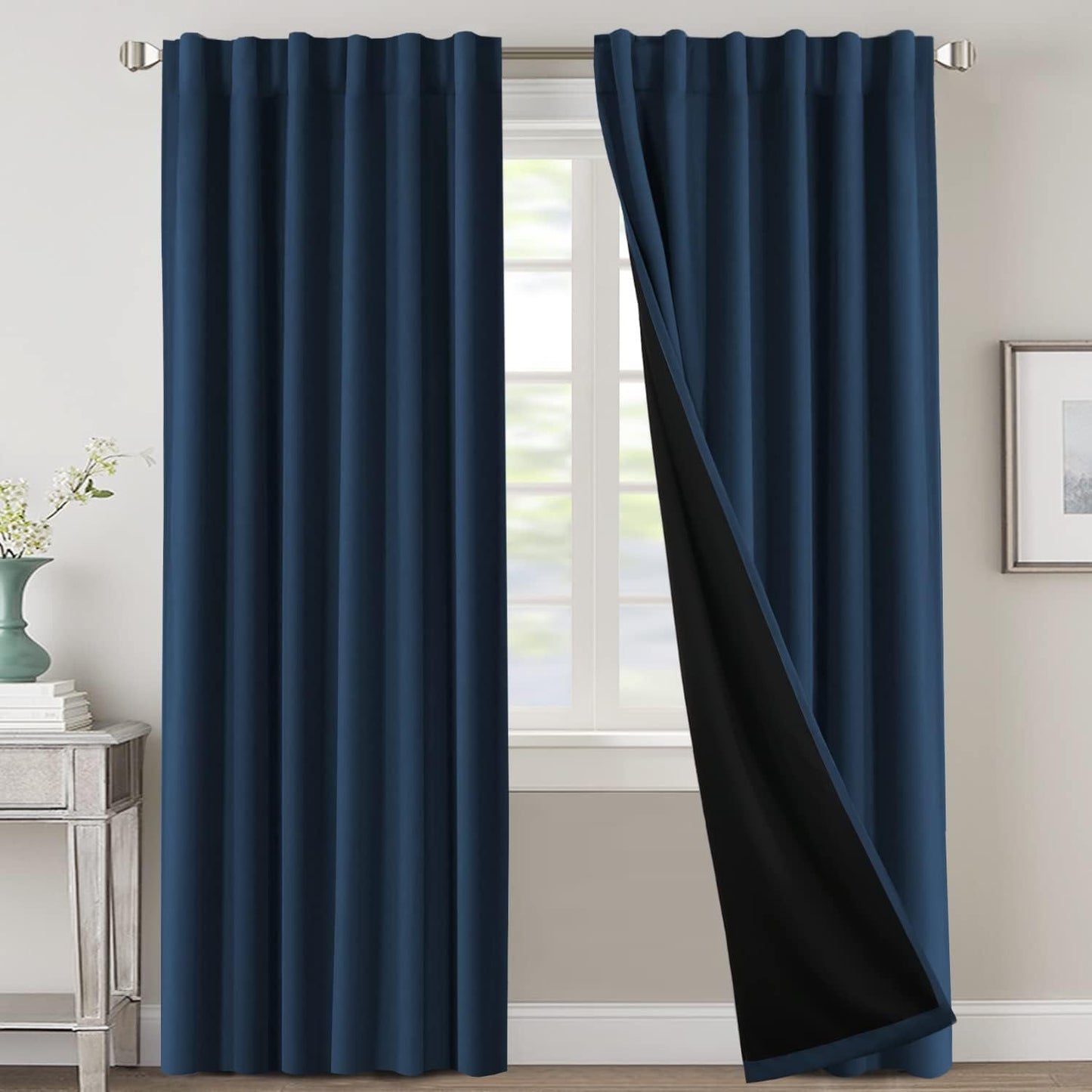 2 Panels PrinceDeco 100% Blackout Curtains for Bedroom with