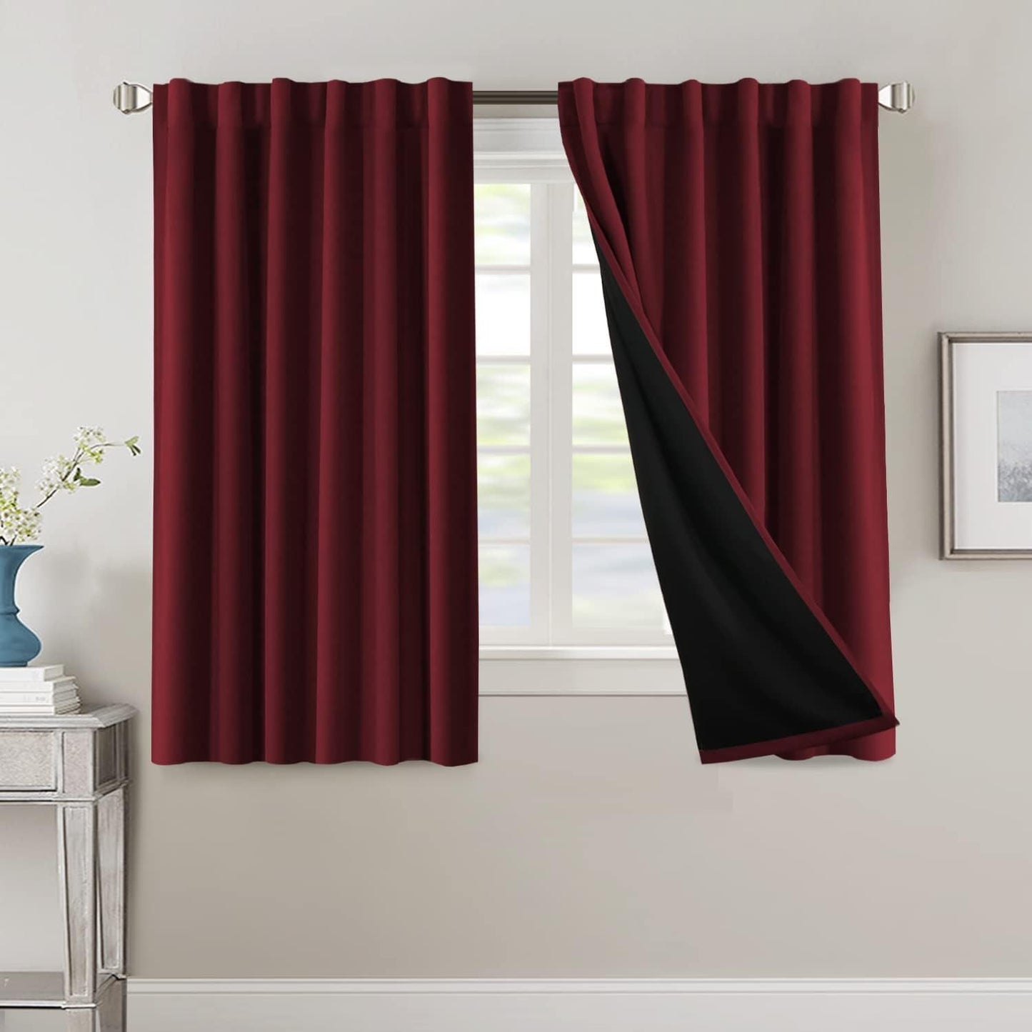 2 Panels PrinceDeco 100% Blackout Curtains for Bedroom with