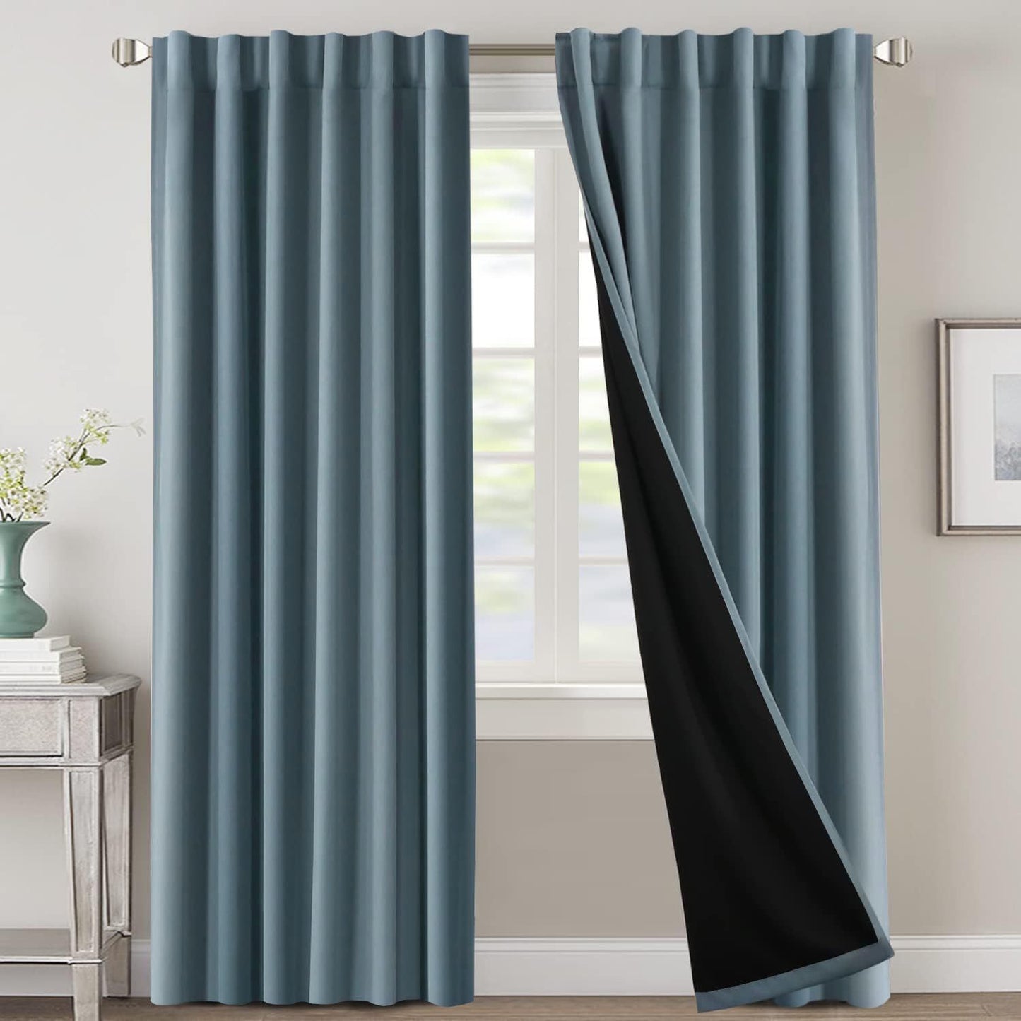 2 Panels PrinceDeco 100% Blackout Curtains for Bedroom with