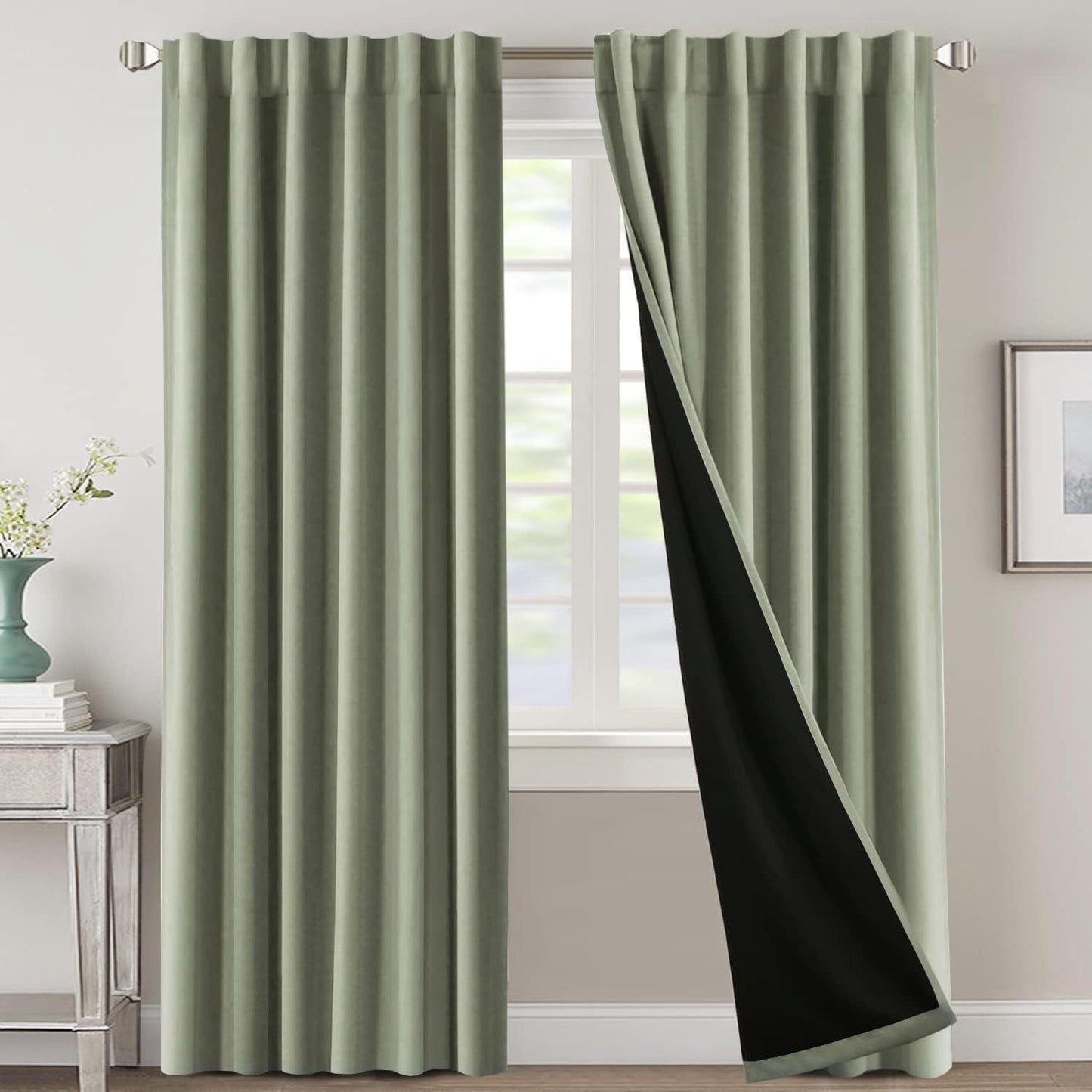 2 Panels PrinceDeco 100% Blackout Curtains for Bedroom with