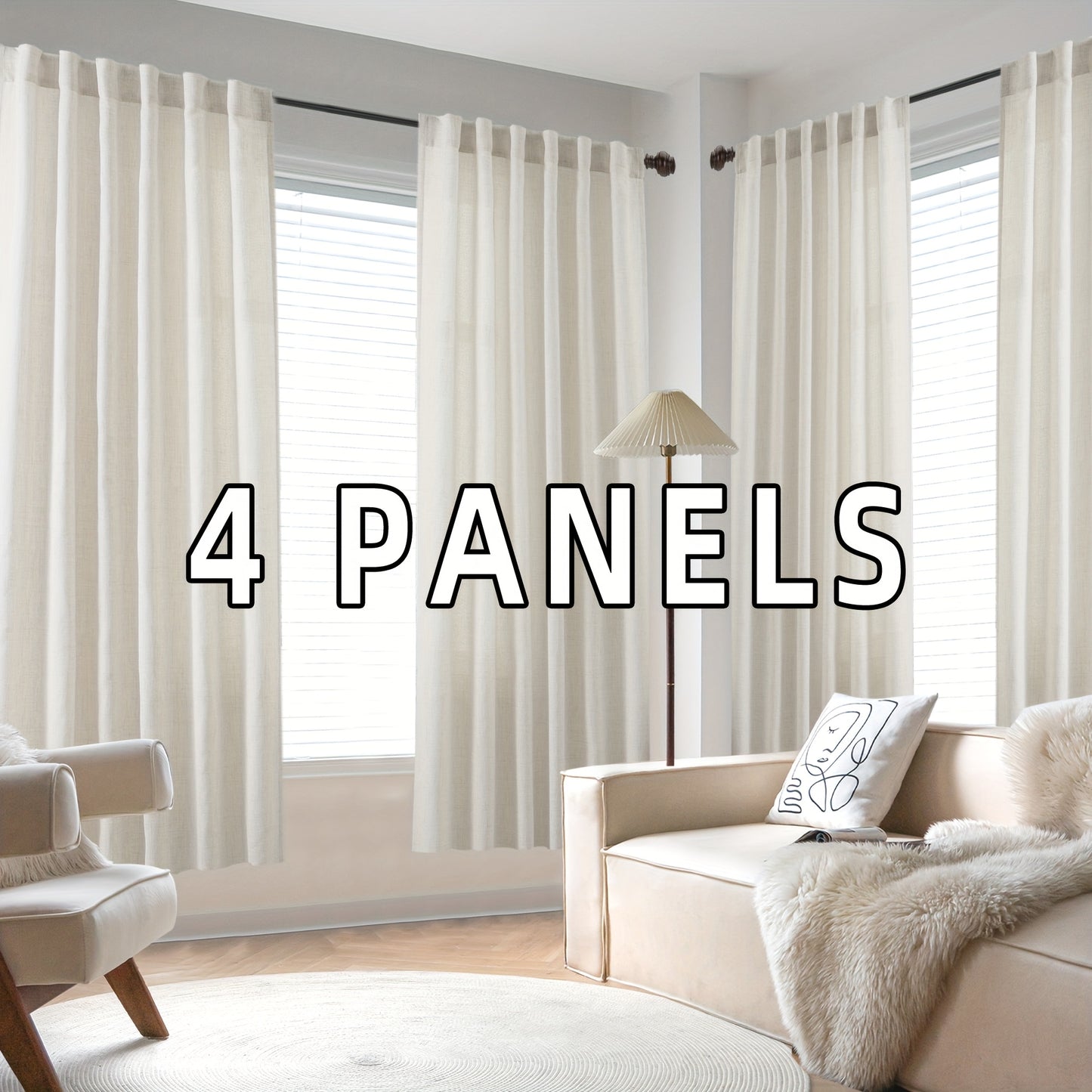 Natural Linen Natural Linen Curtains | 4 Panels | Linen | Se