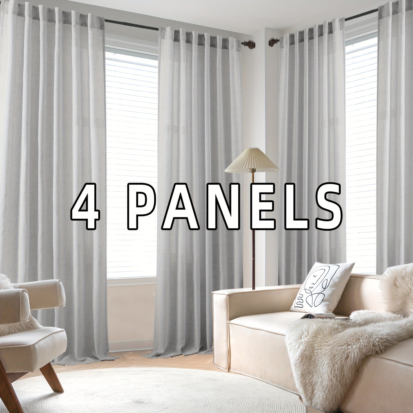Natural Linen Natural Linen Curtains | 4 Panels | Linen | Se