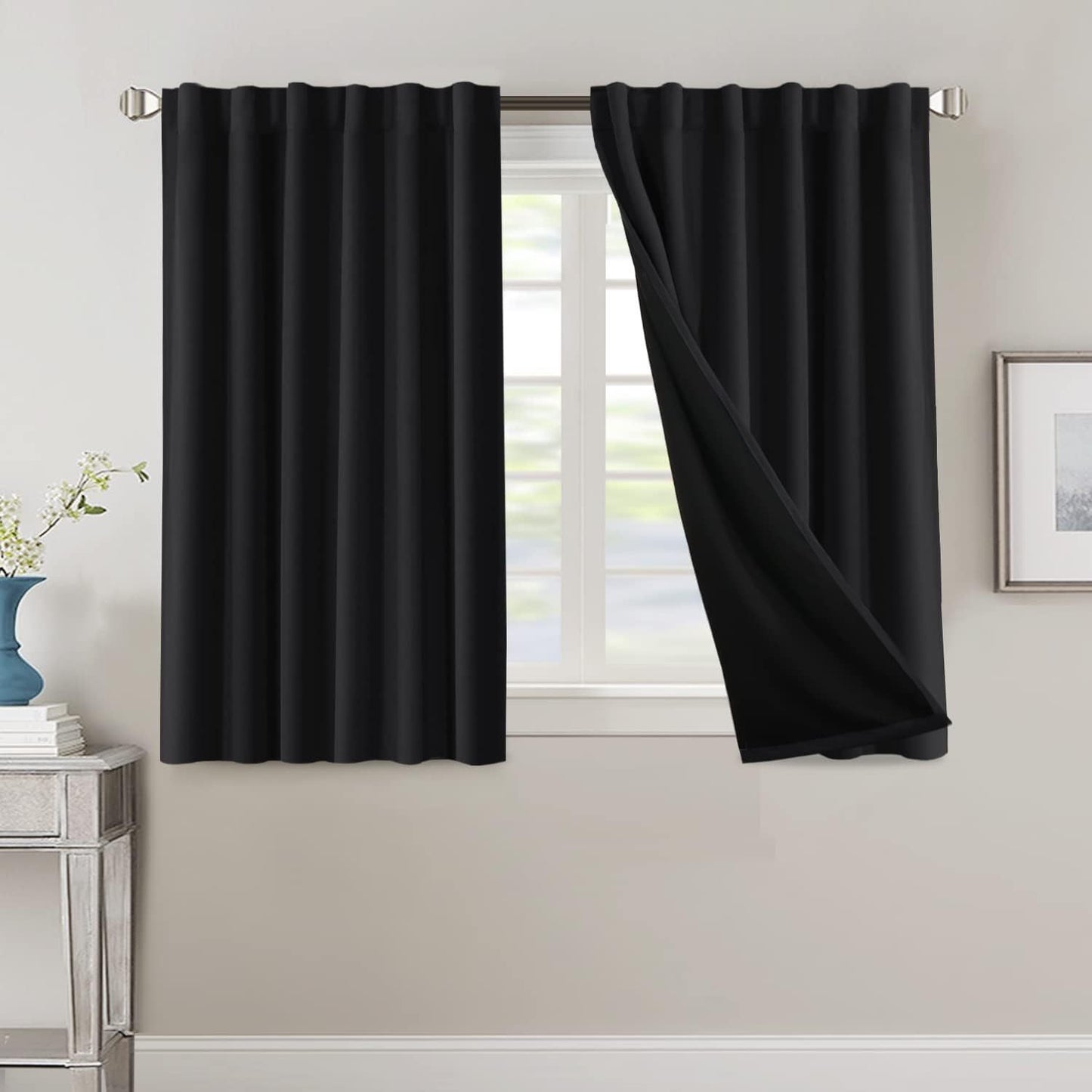 2 Panels PrinceDeco 100% Blackout Curtains for Bedroom with