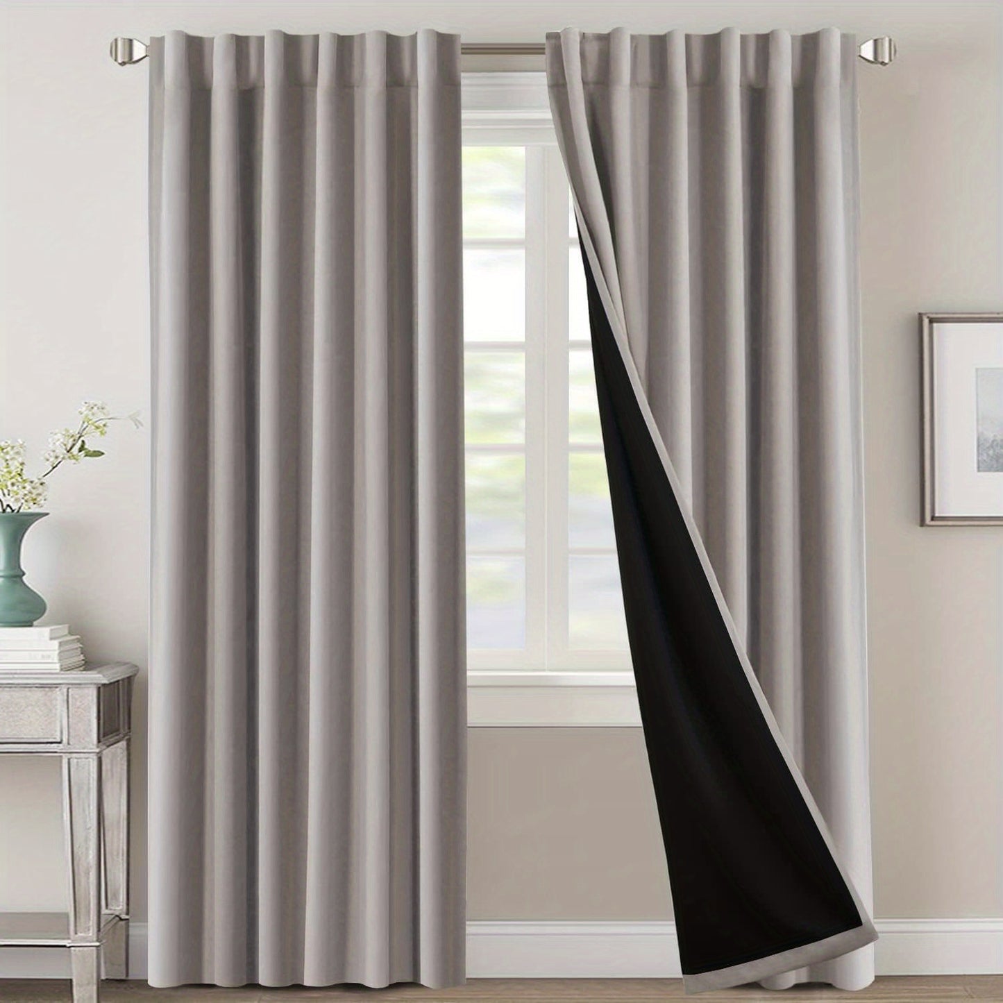 2 Panels PrinceDeco 100% Blackout Curtains for Bedroom with