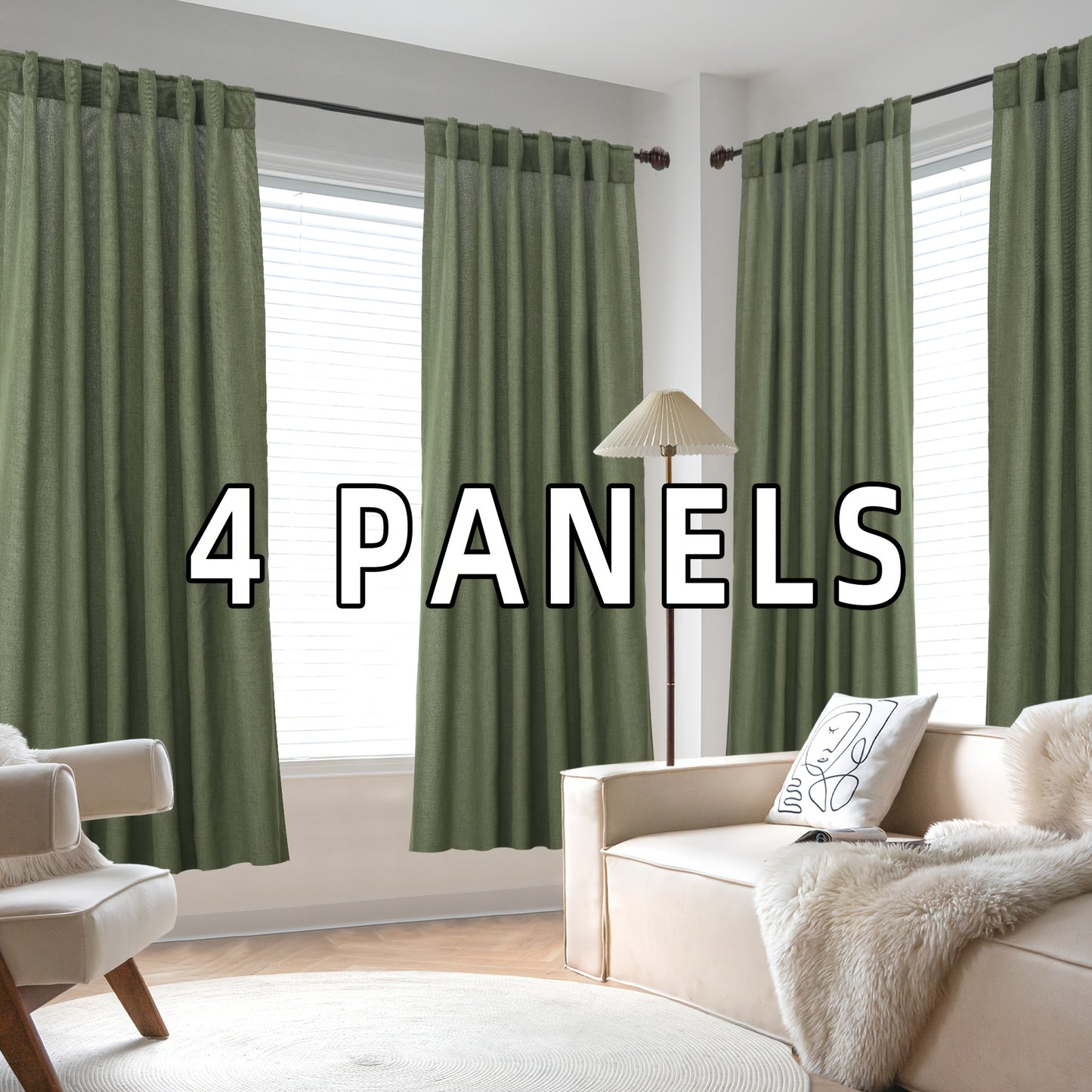 Natural Linen Natural Linen Curtains | 4 Panels | Linen | Se