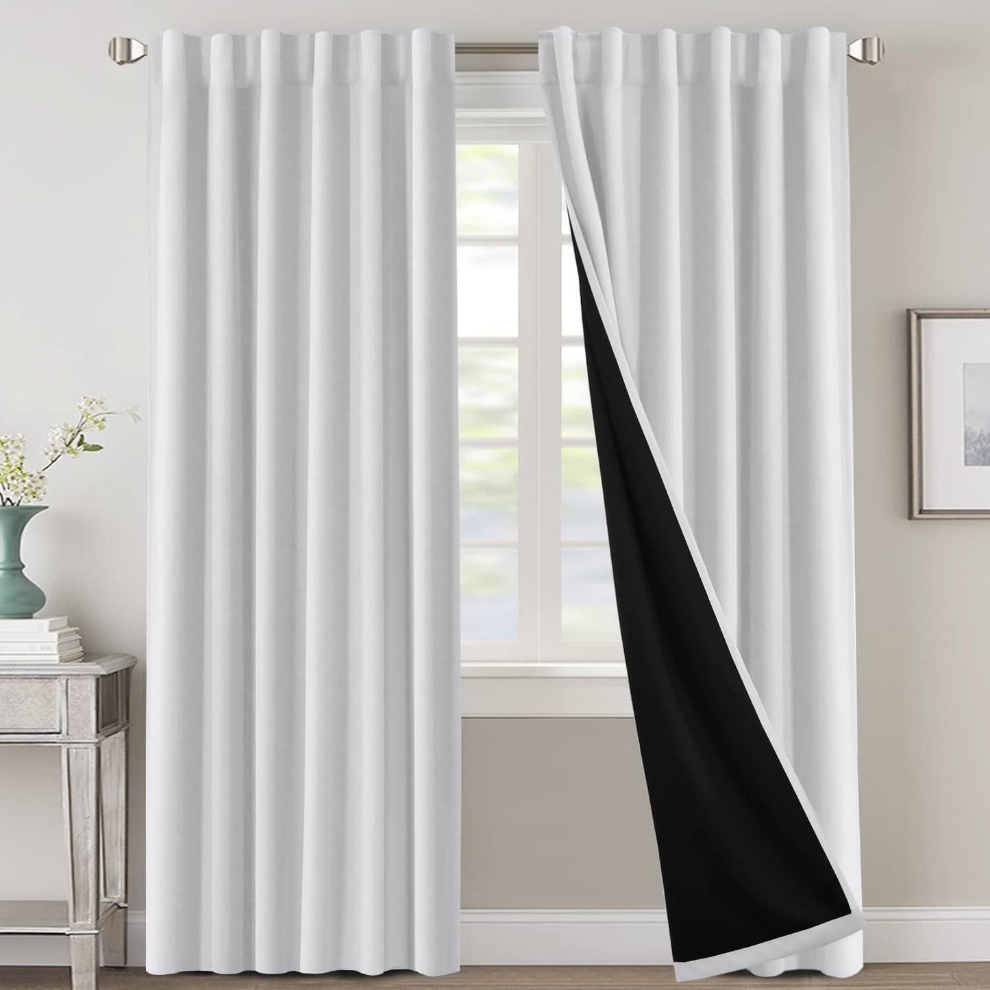 2 Panels PrinceDeco 100% Blackout Curtains for Bedroom with