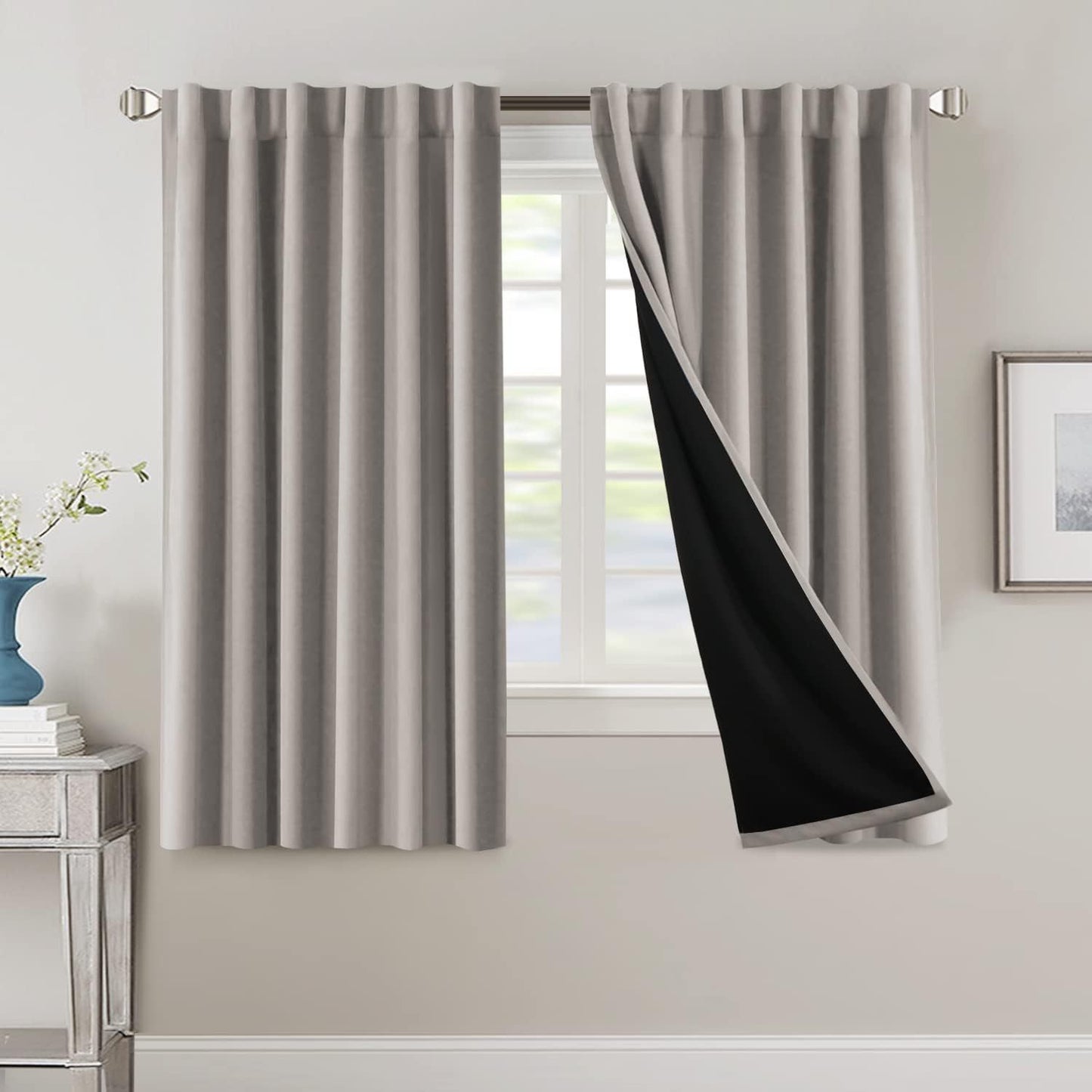 2 Panels PrinceDeco 100% Blackout Curtains for Bedroom with