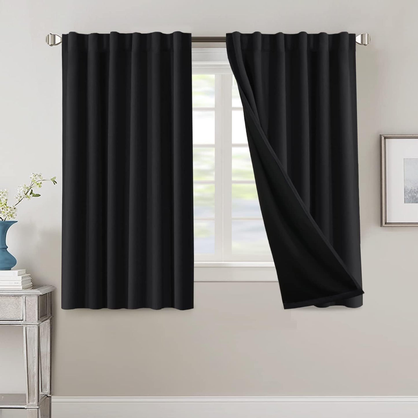 2 Panels PrinceDeco 100% Blackout Curtains for Bedroom with