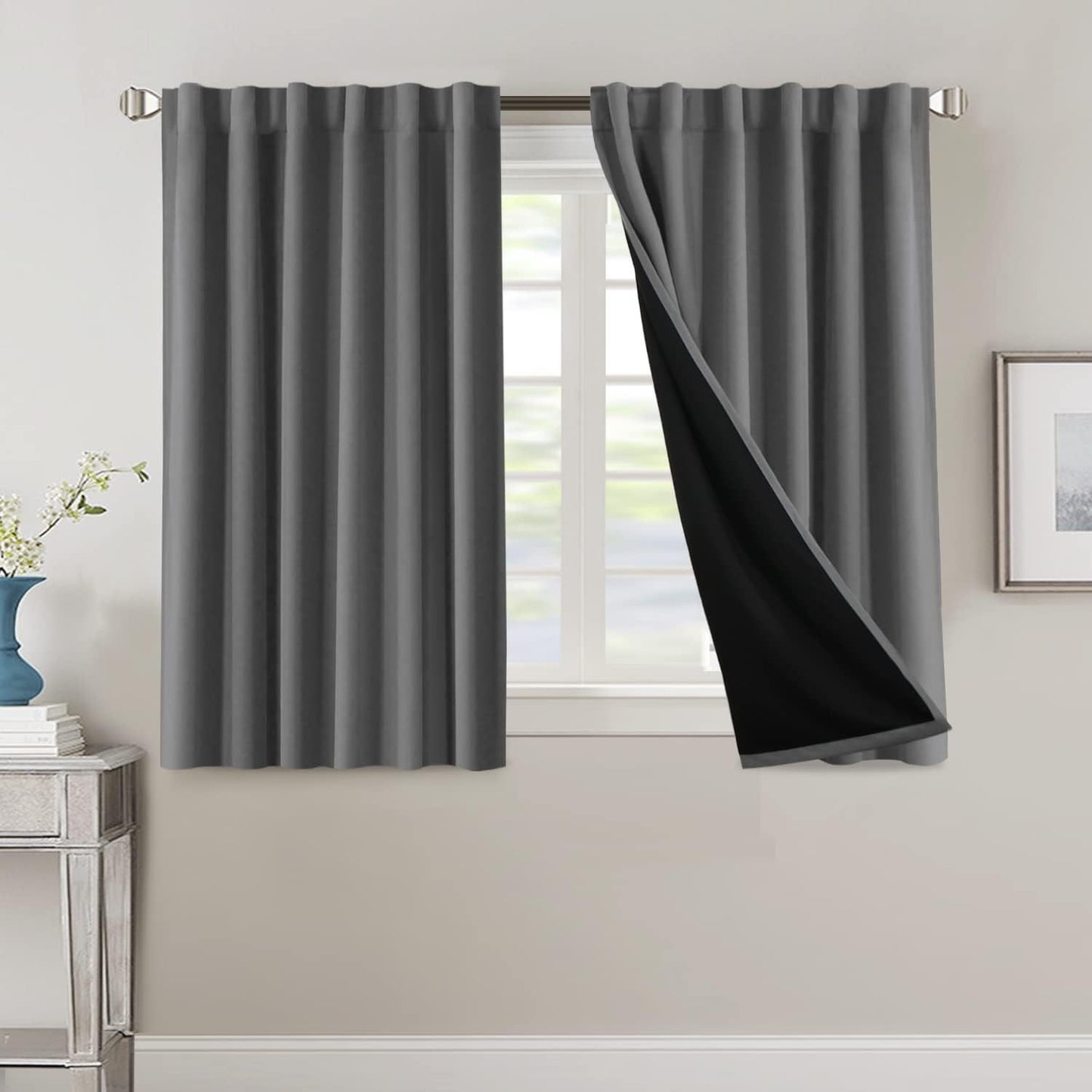2 Panels PrinceDeco 100% Blackout Curtains for Bedroom with