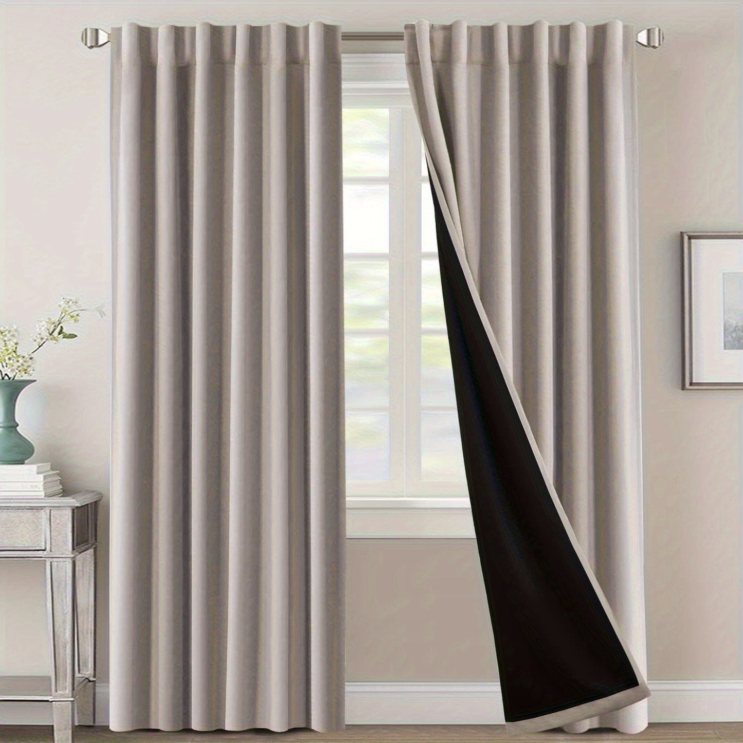 2 Panels PrinceDeco 100% Blackout Curtains for Bedroom with