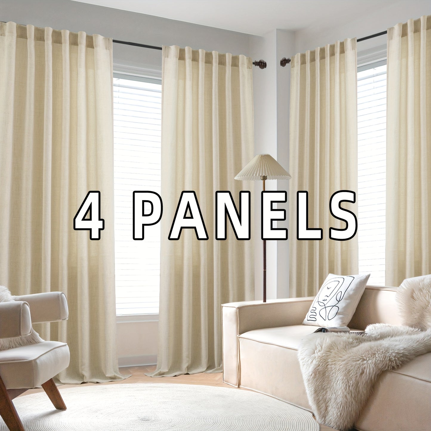 Natural Linen Natural Linen Curtains | 4 Panels | Linen | Se