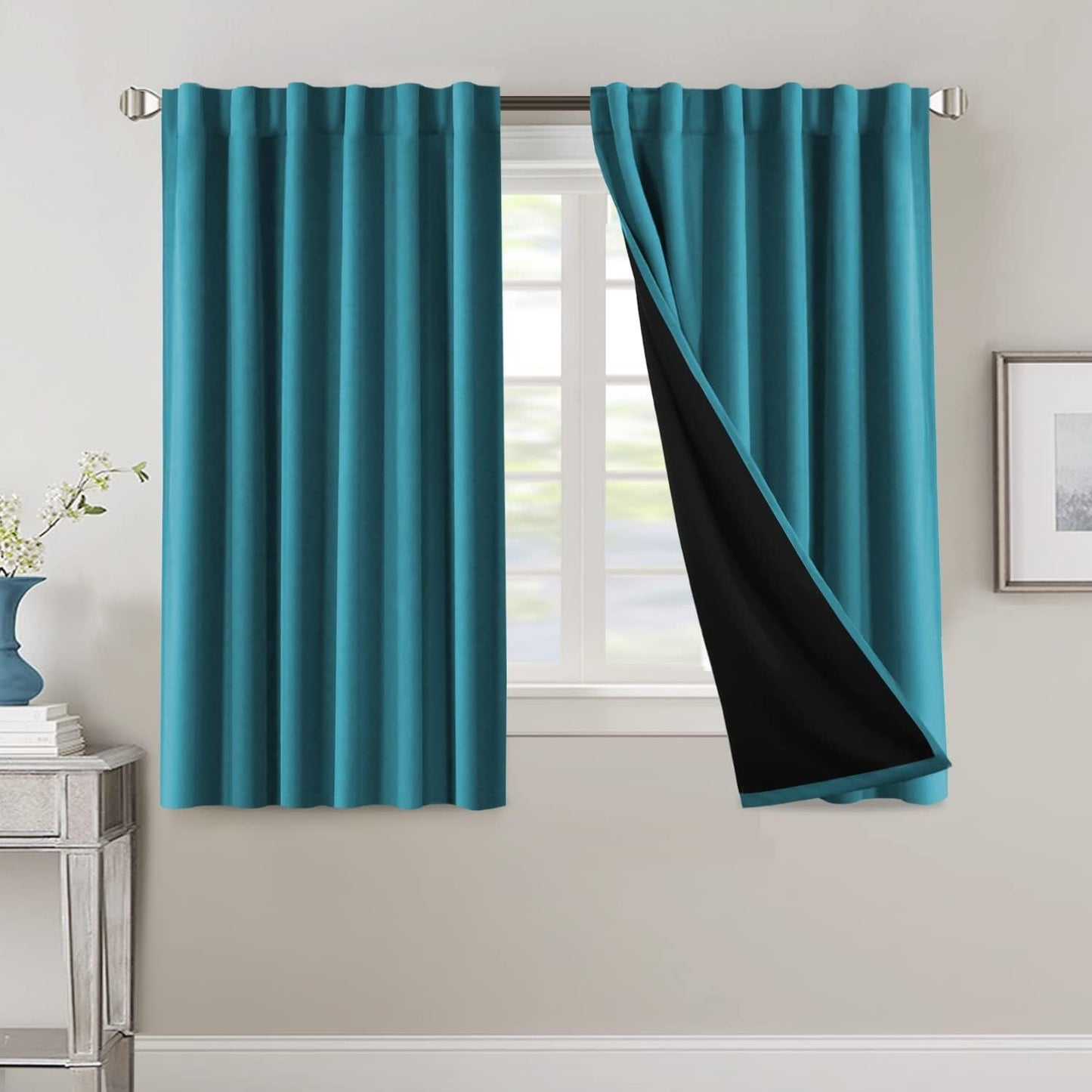 2 Panels PrinceDeco 100% Blackout Curtains for Bedroom with