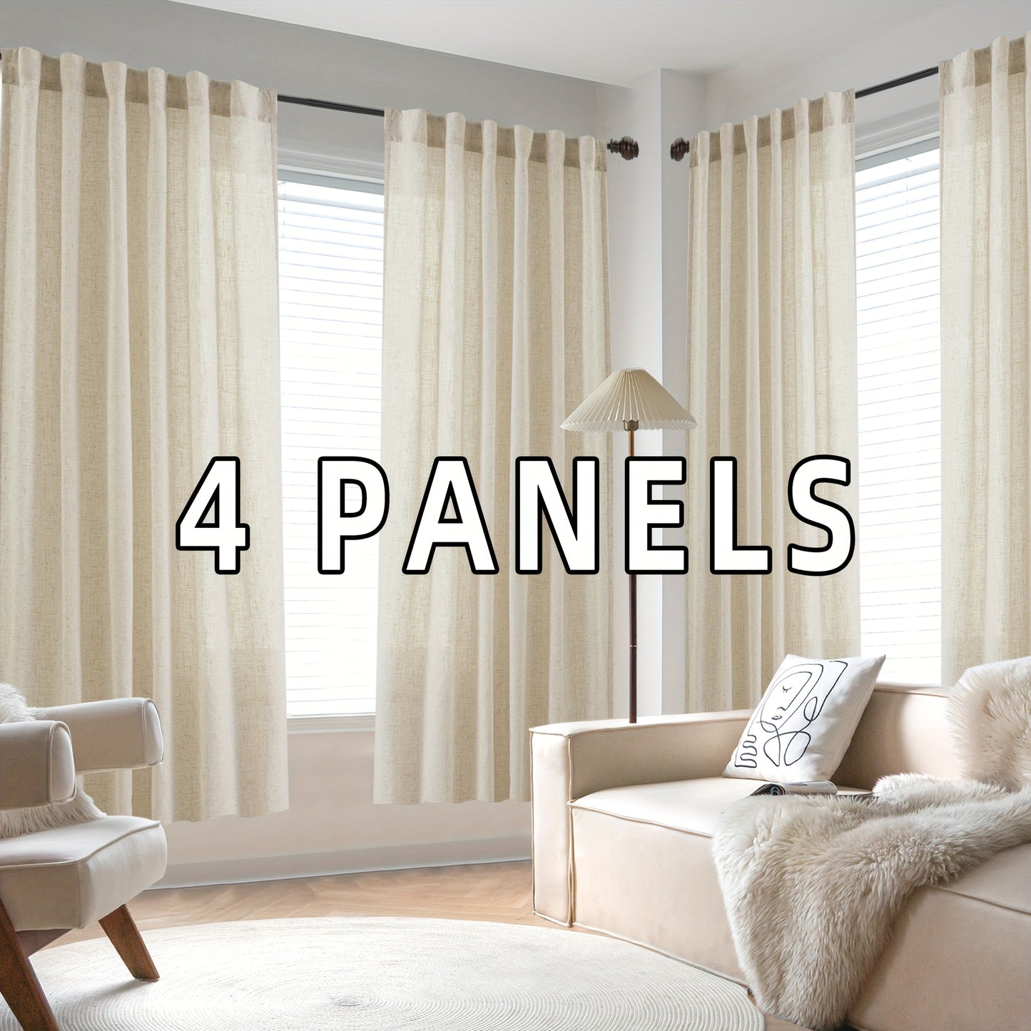 Natural Linen Natural Linen Curtains | 4 Panels | Linen | Se