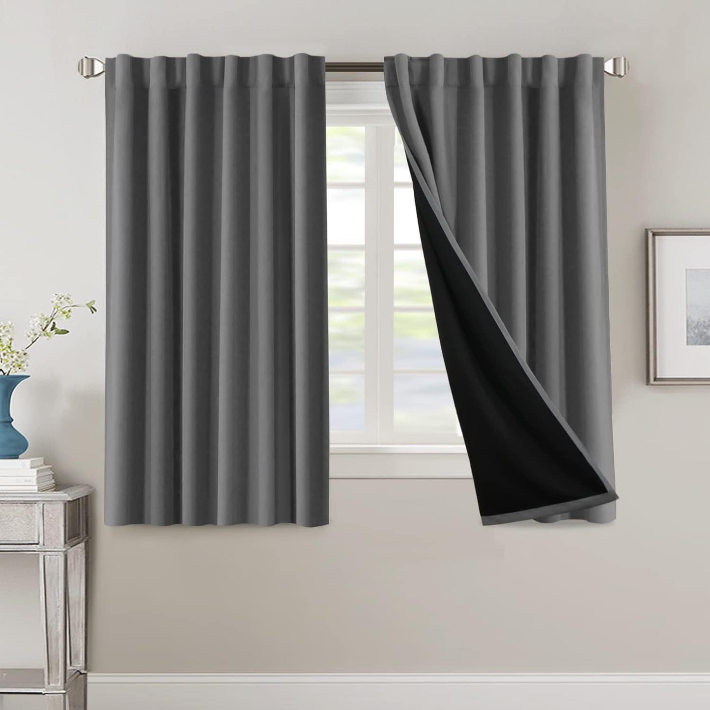 2 Panels PrinceDeco 100% Blackout Curtains for Bedroom with
