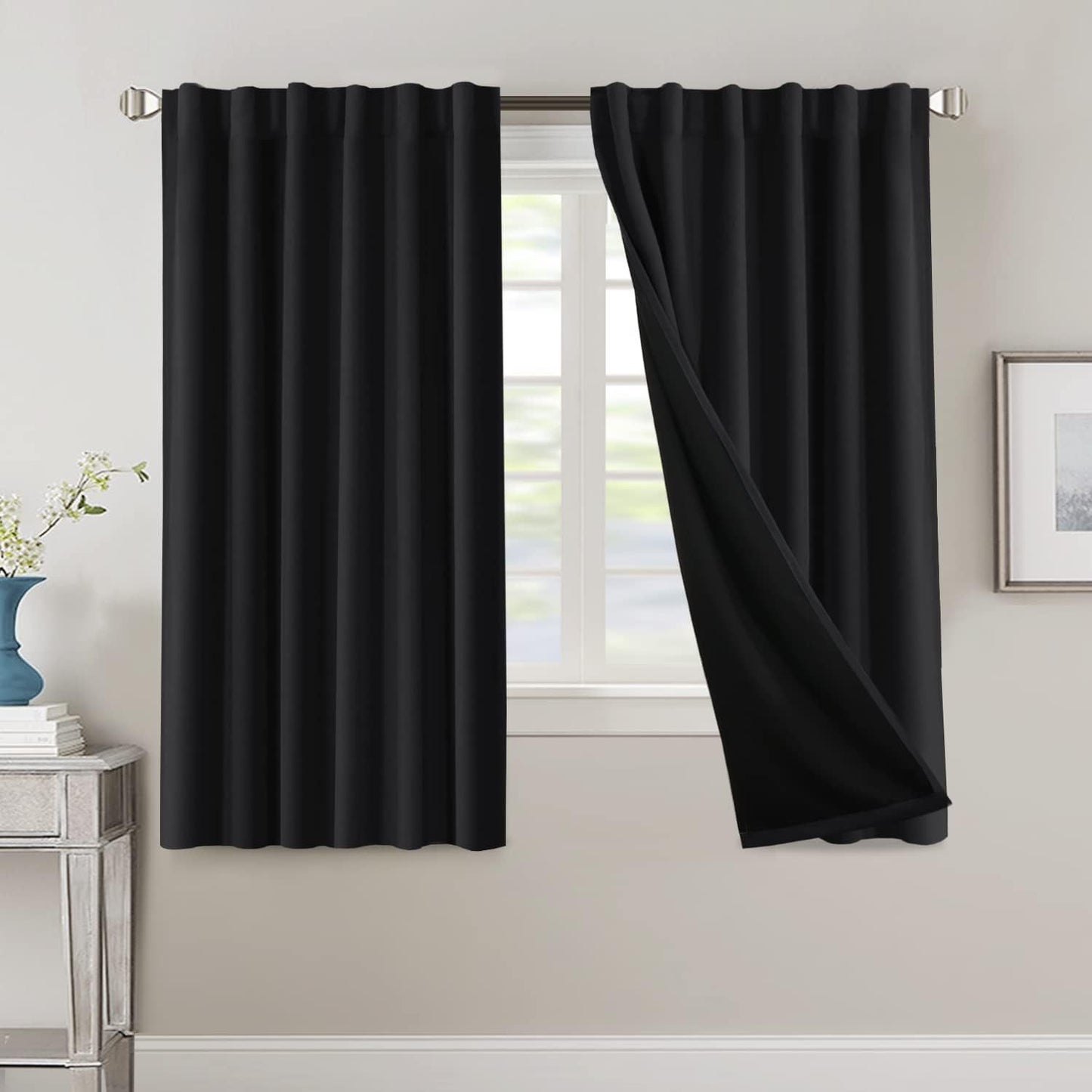 2 Panels PrinceDeco 100% Blackout Curtains for Bedroom with