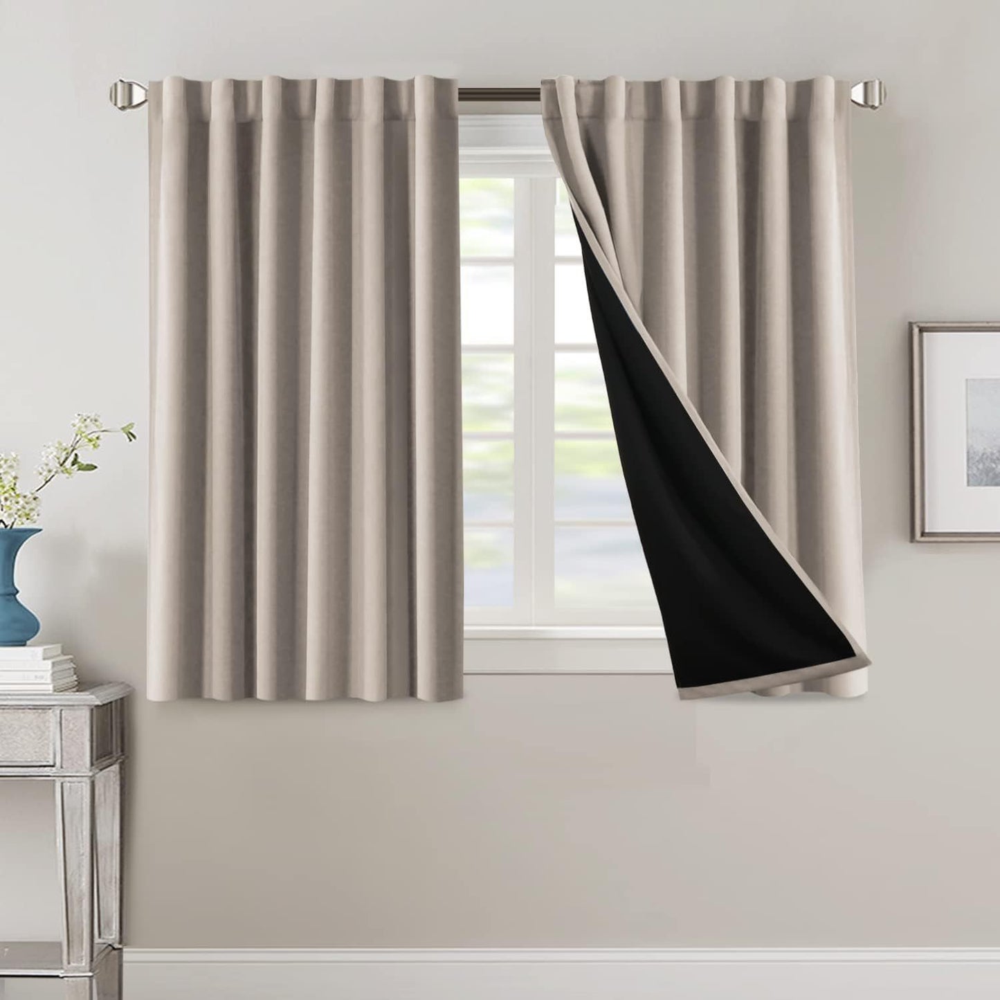 2 Panels PrinceDeco 100% Blackout Curtains for Bedroom with
