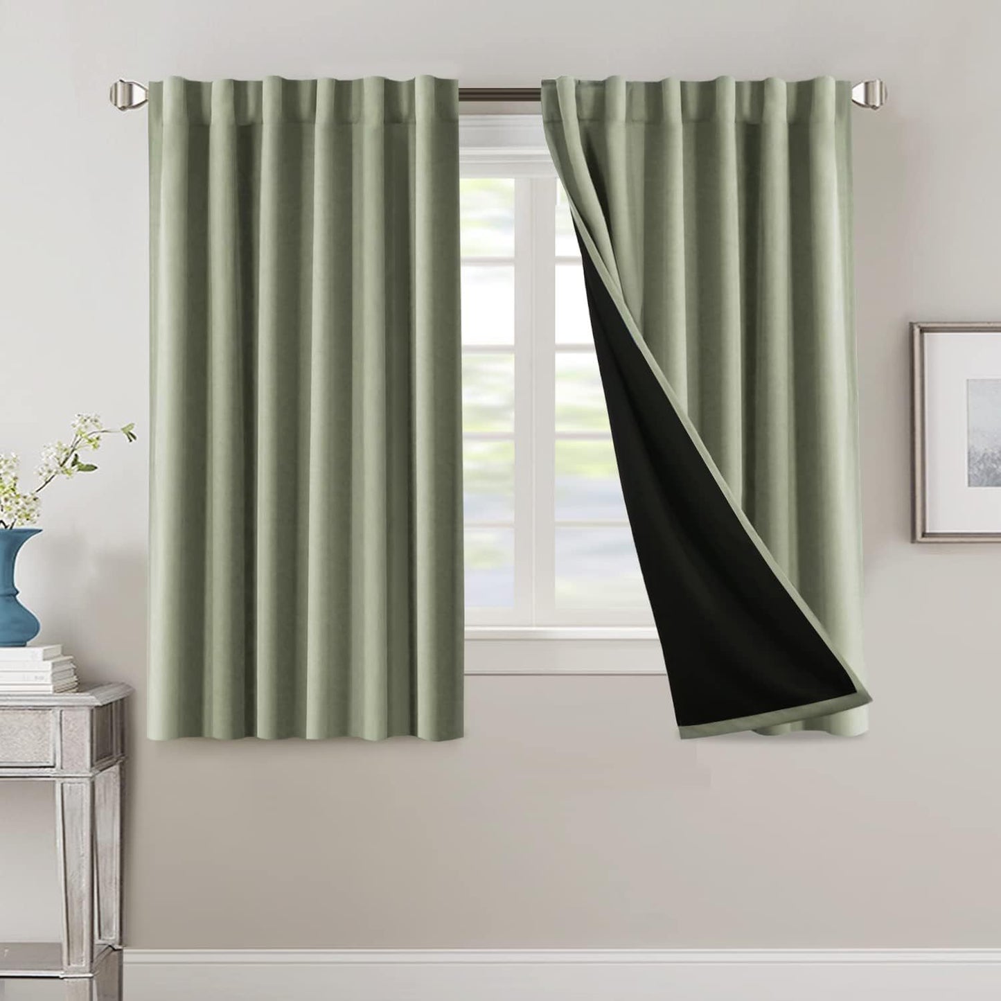 2 Panels PrinceDeco 100% Blackout Curtains for Bedroom with