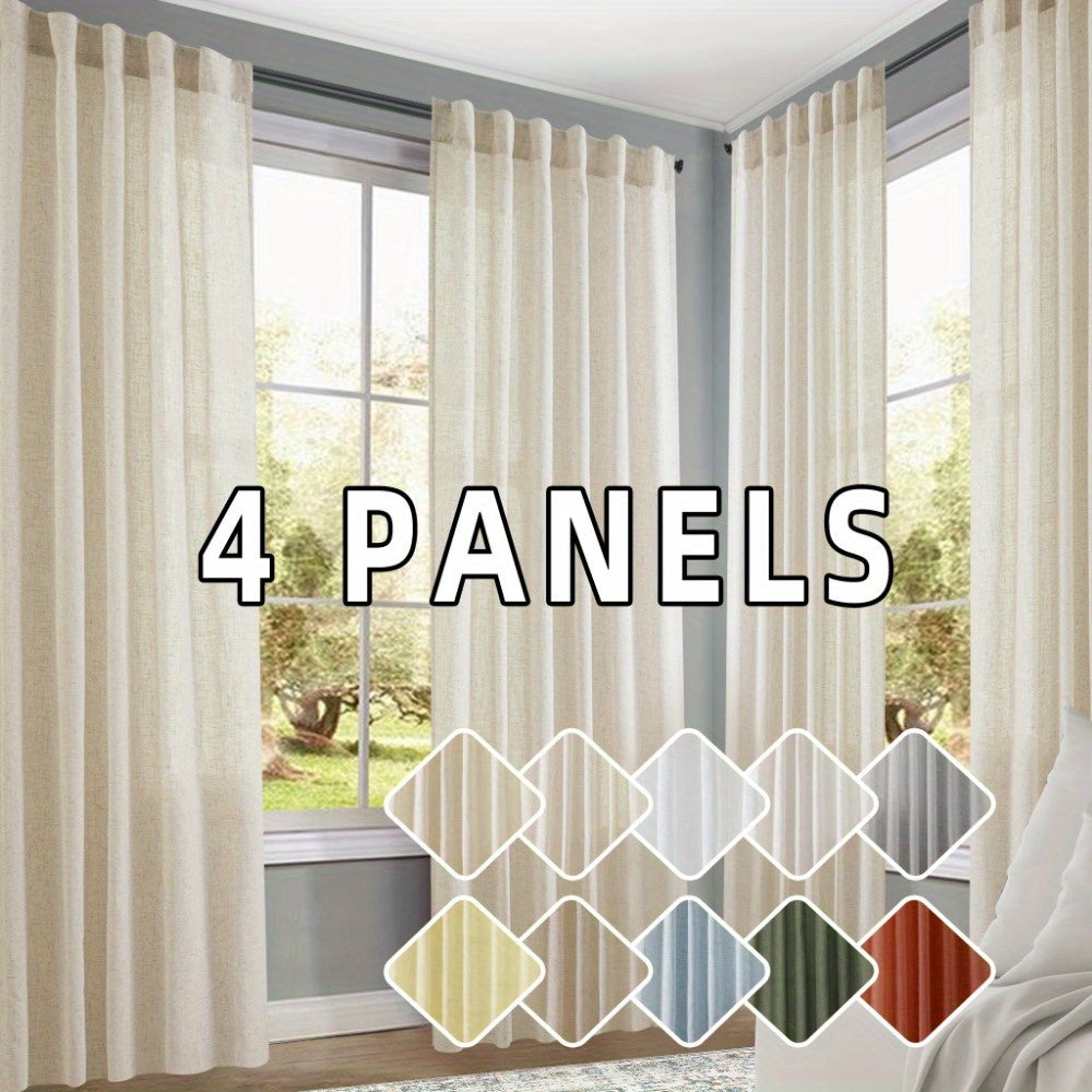 Natural Linen Natural Linen Curtains | 4 Panels | Linen | Se