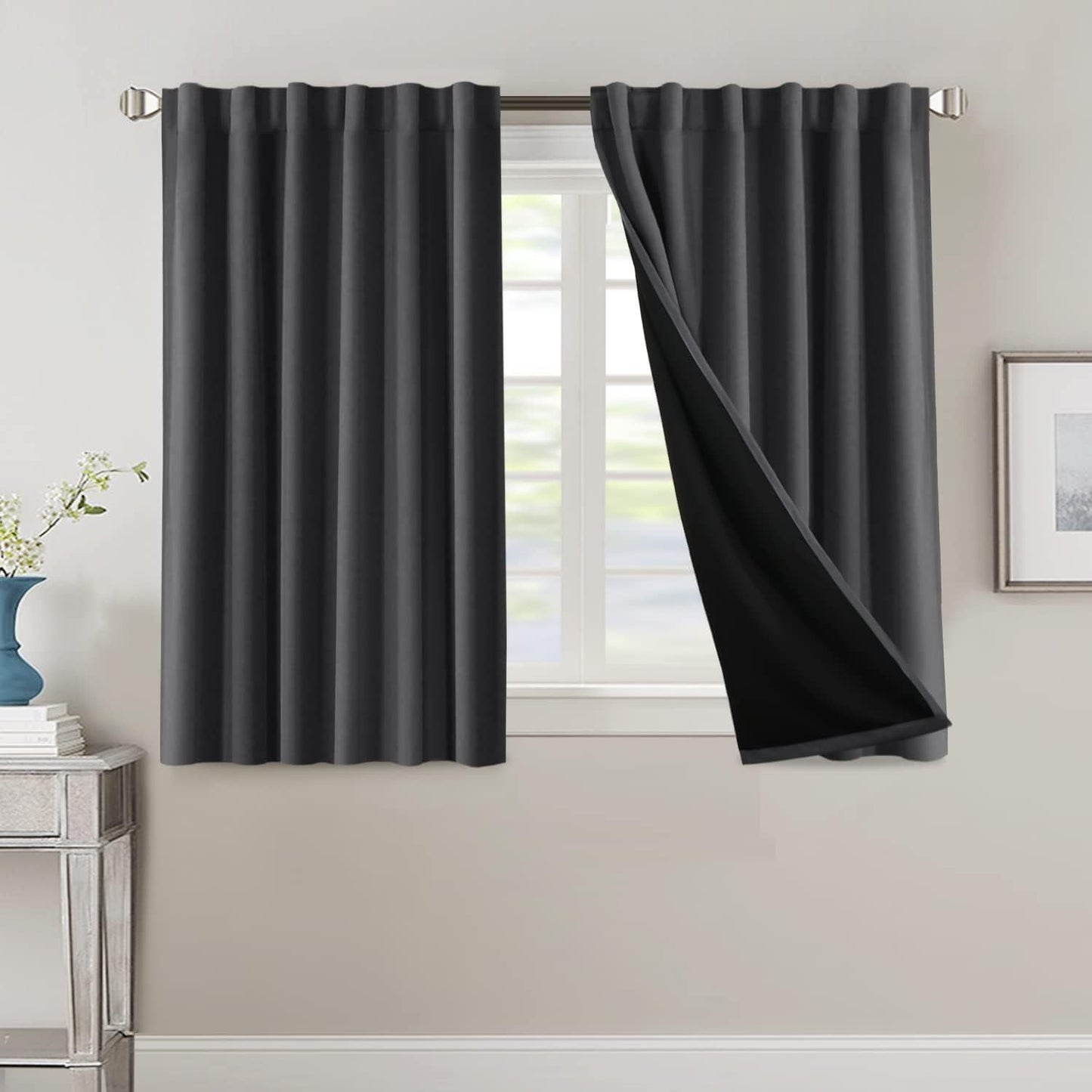 2 Panels PrinceDeco 100% Blackout Curtains for Bedroom with