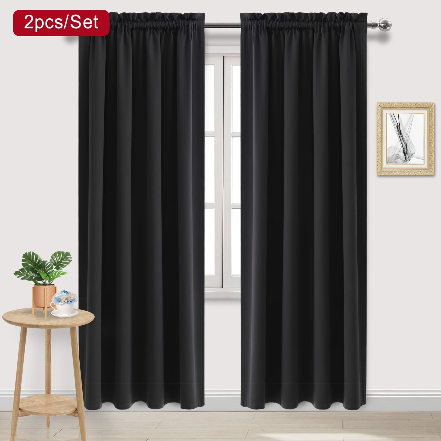 2 Panels Blackout Curtains - Rod Pocket Window Curtains for