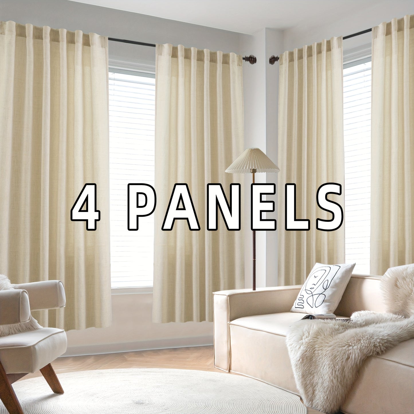 Natural Linen Natural Linen Curtains | 4 Panels | Linen | Se