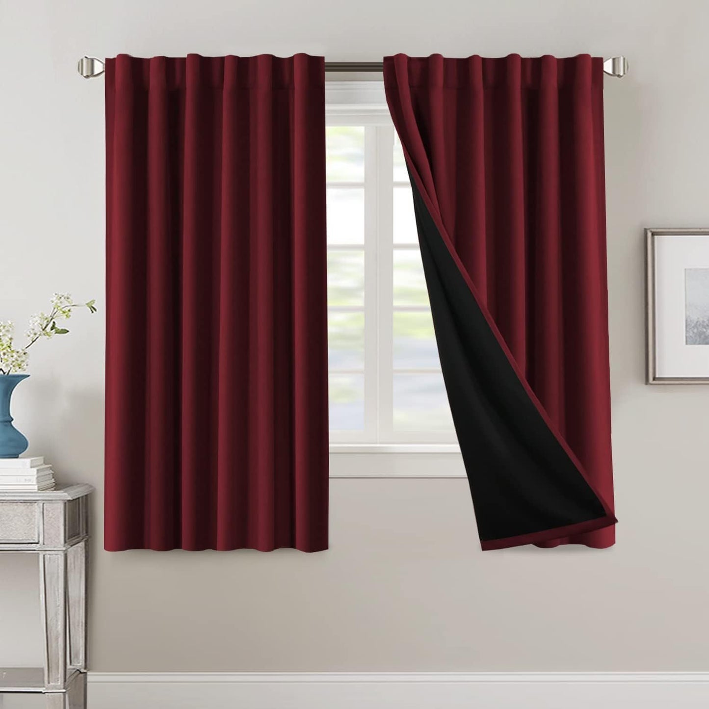 2 Panels PrinceDeco 100% Blackout Curtains for Bedroom with