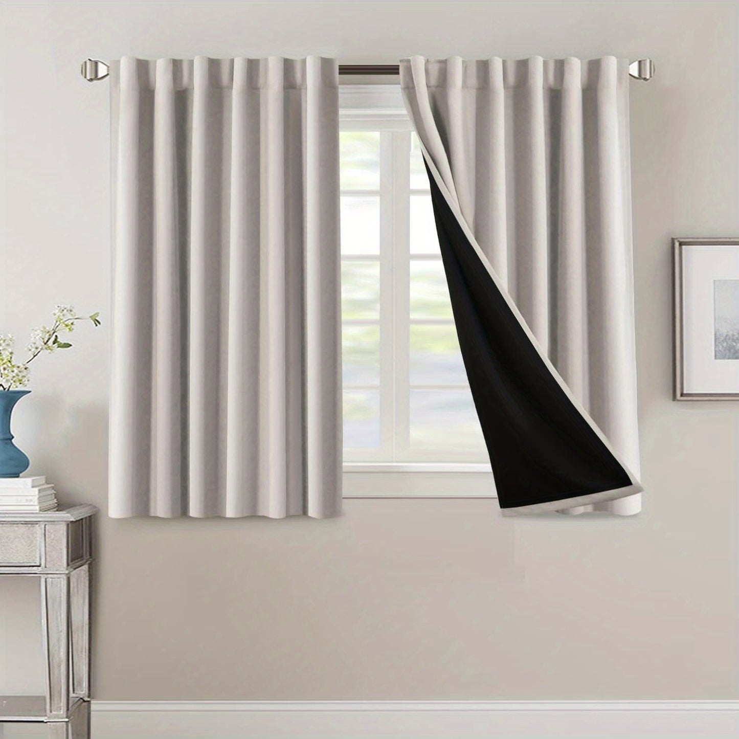 2 Panels PrinceDeco 100% Blackout Curtains for Bedroom with