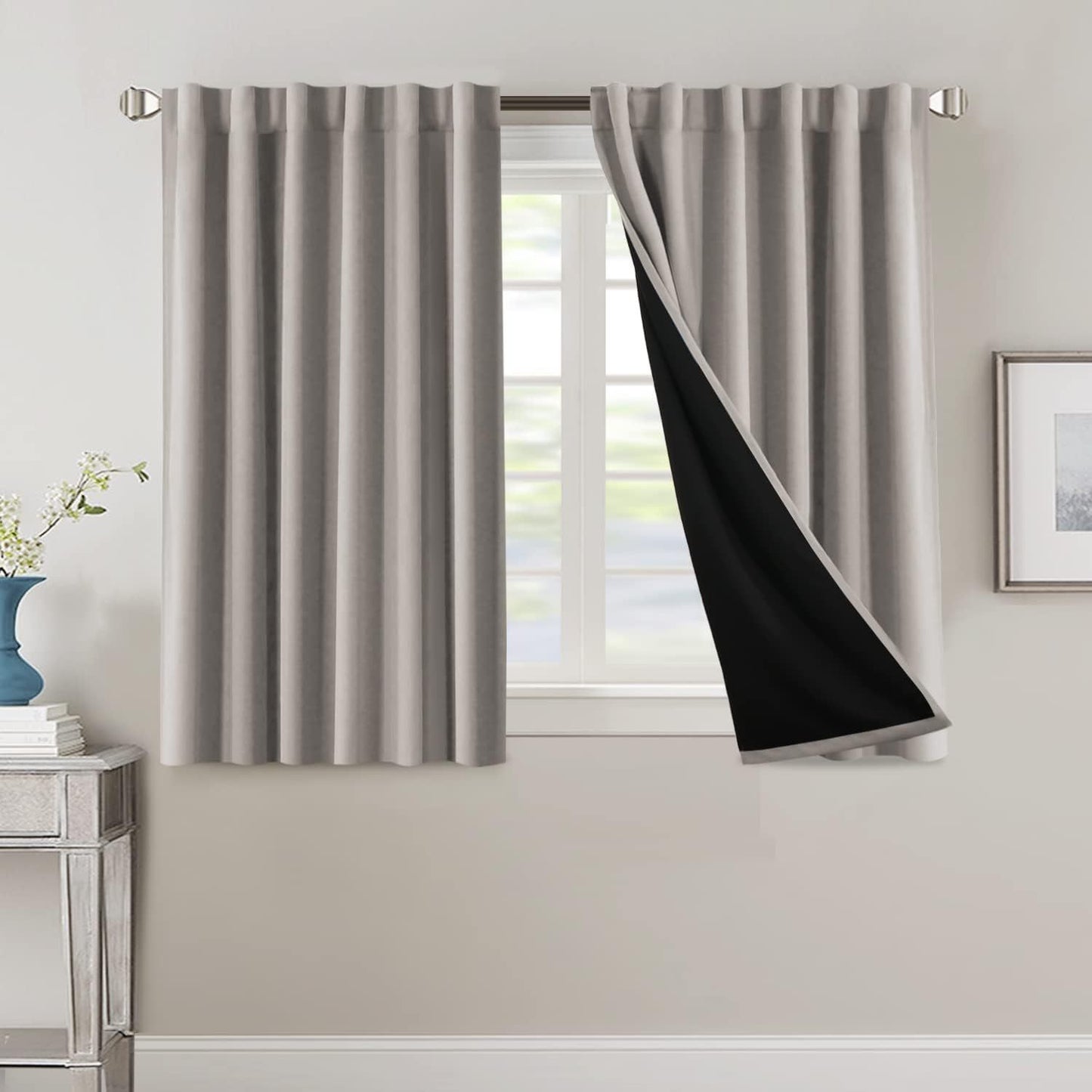 2 Panels PrinceDeco 100% Blackout Curtains for Bedroom with