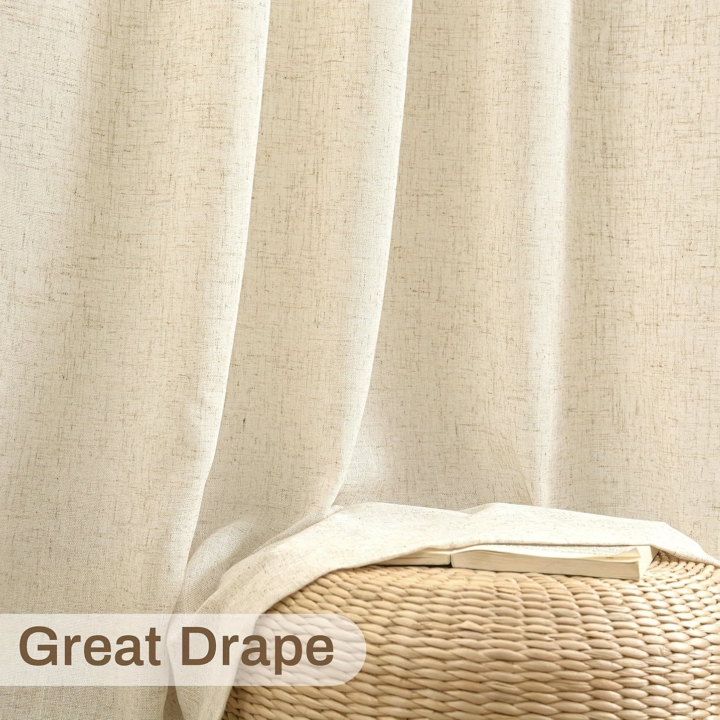Natural Linen Natural Linen Curtains | 4 Panels | Linen | Se