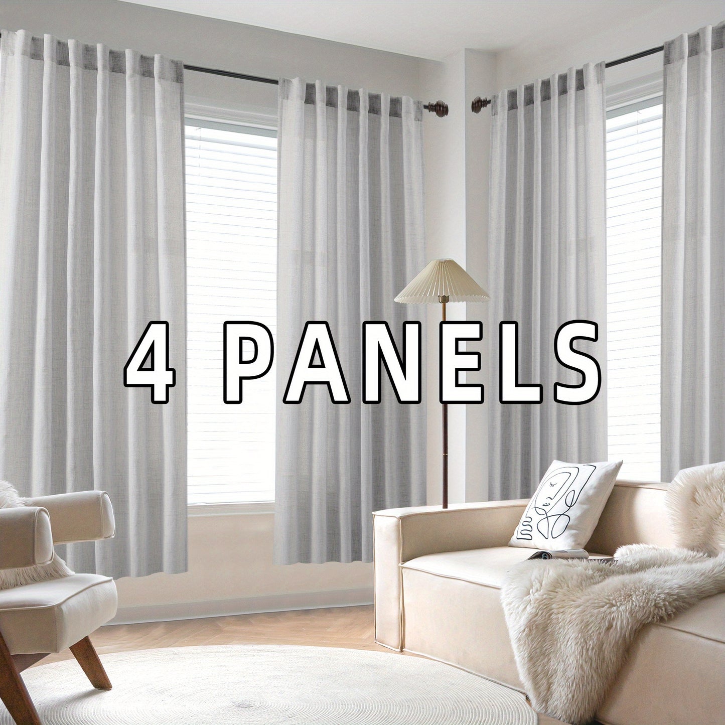 Natural Linen Natural Linen Curtains | 4 Panels | Linen | Se