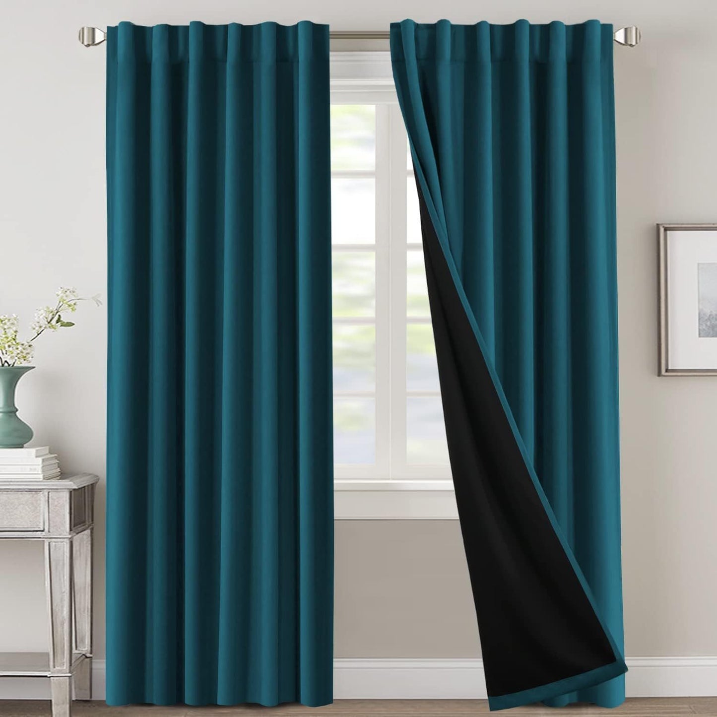2 Panels PrinceDeco 100% Blackout Curtains for Bedroom with