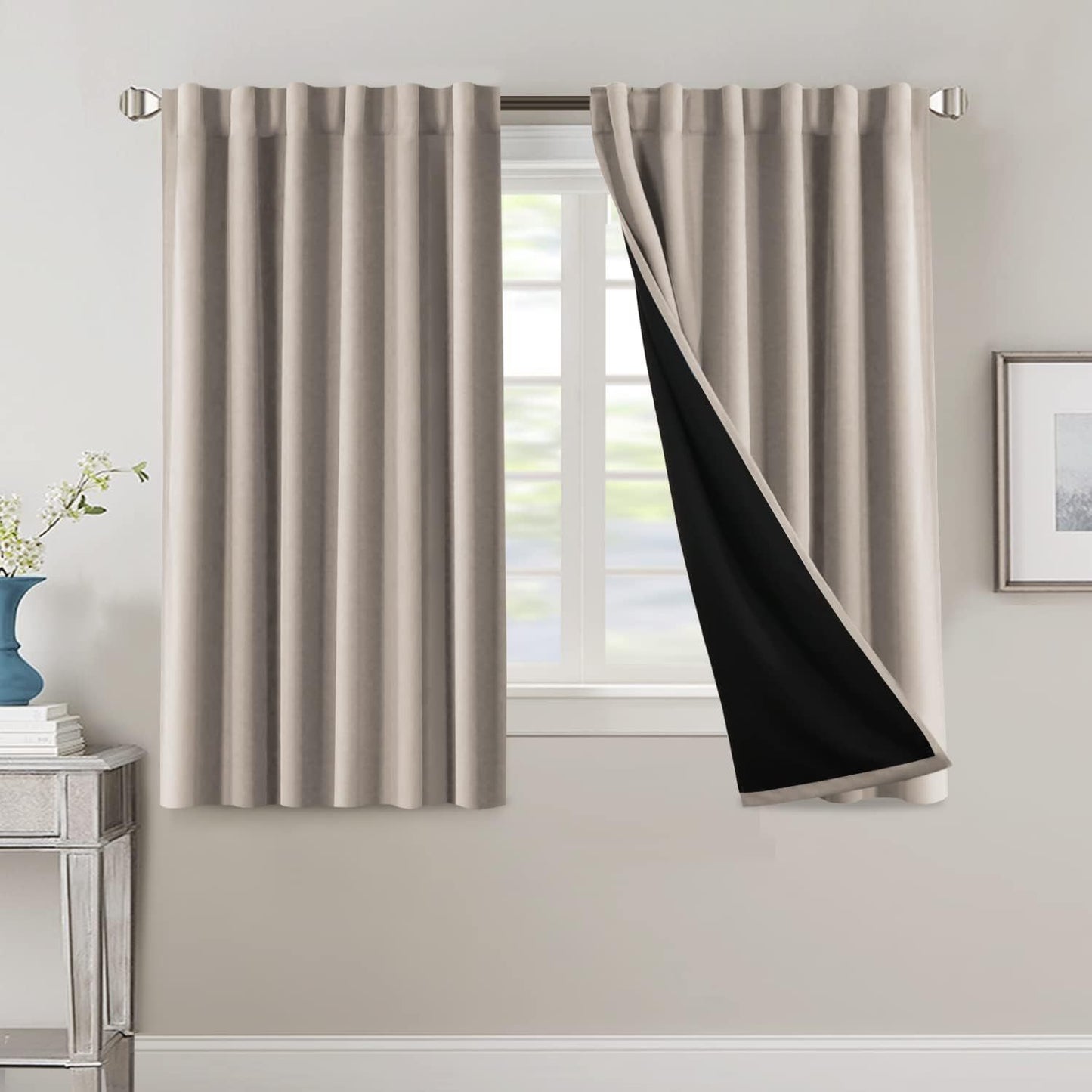 2 Panels PrinceDeco 100% Blackout Curtains for Bedroom with