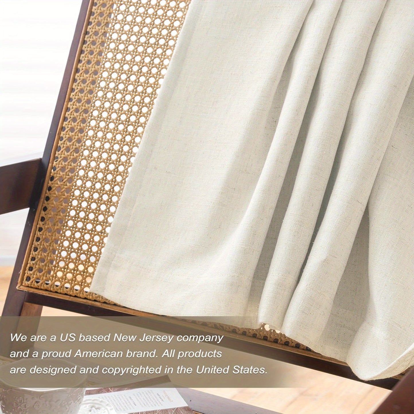 2 Panels 100% Blackout Linen Curtains for Bedroom Farmhouse