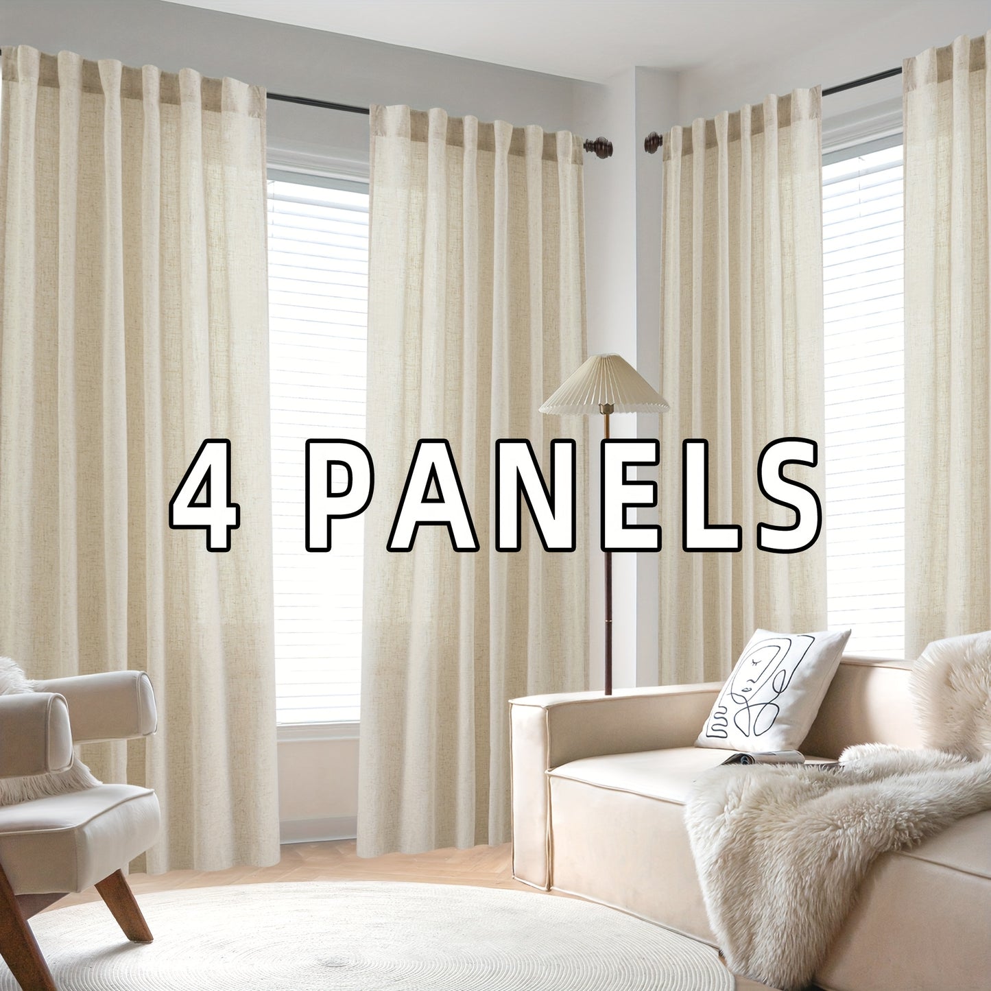 Natural Linen Natural Linen Curtains | 4 Panels | Linen | Se