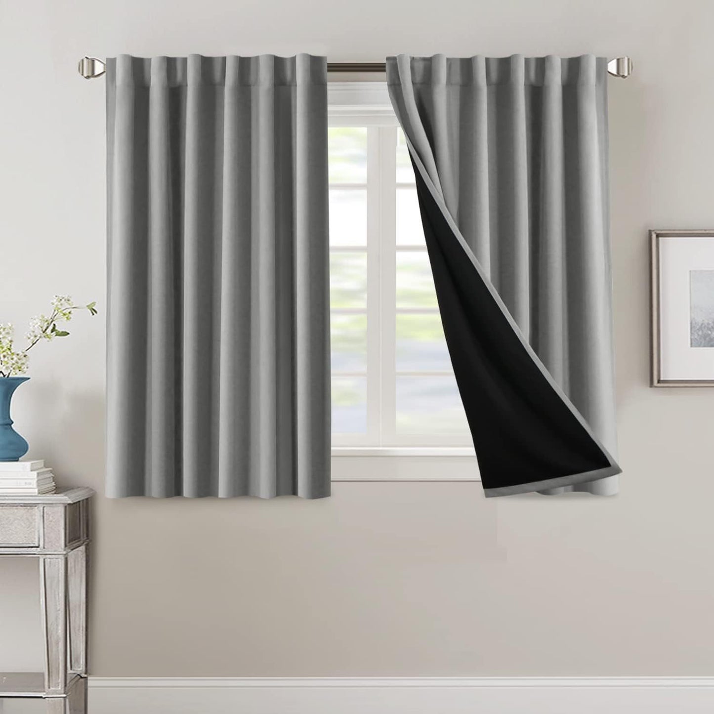 2 Panels PrinceDeco 100% Blackout Curtains for Bedroom with