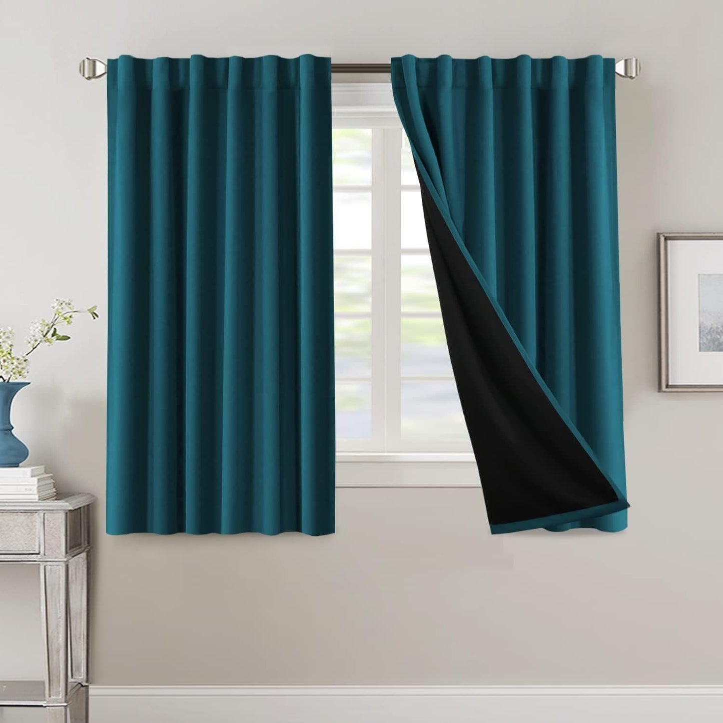 2 Panels PrinceDeco 100% Blackout Curtains for Bedroom with