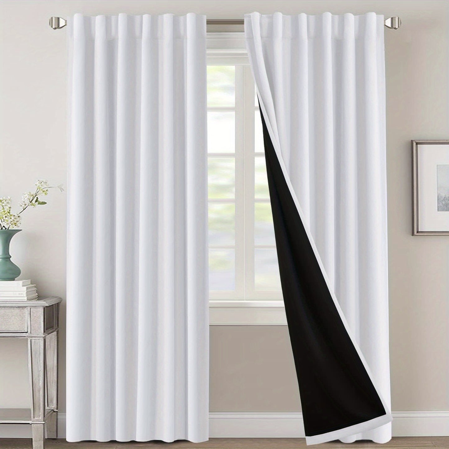 2 Panels PrinceDeco 100% Blackout Curtains for Bedroom with