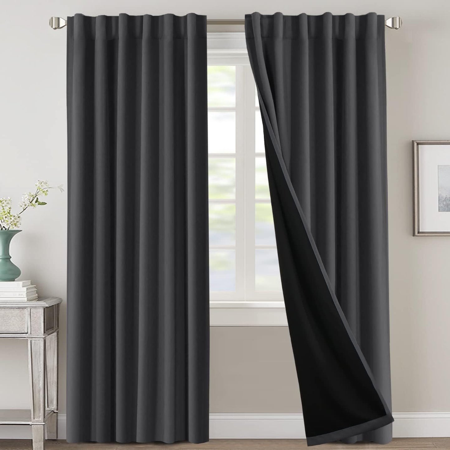 2 Panels PrinceDeco 100% Blackout Curtains for Bedroom with