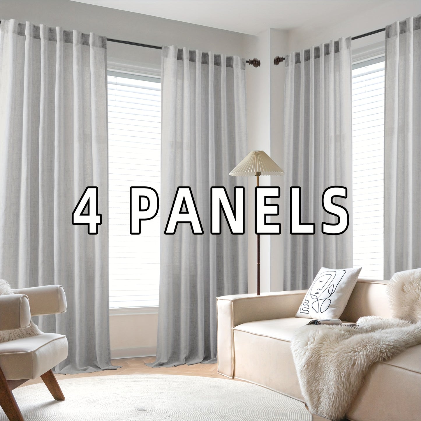 Natural Linen Natural Linen Curtains | 4 Panels | Linen | Se