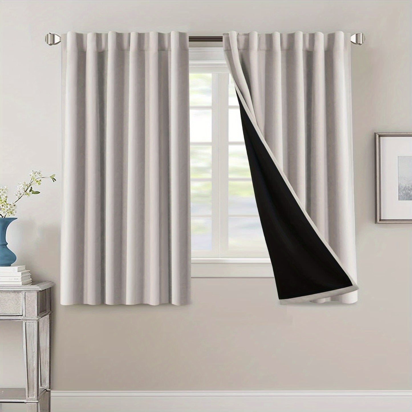 2 Panels PrinceDeco 100% Blackout Curtains for Bedroom with