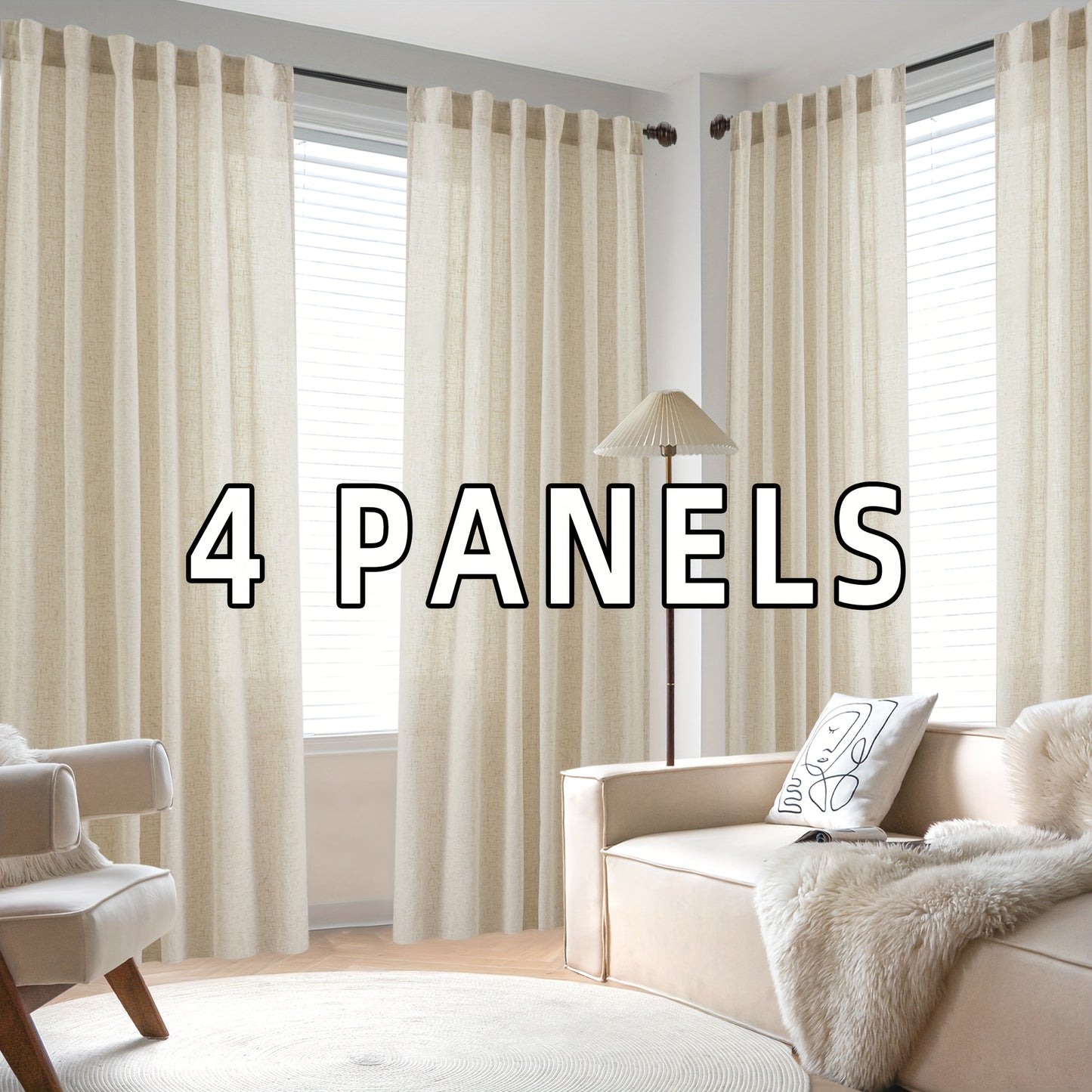 Natural Linen Natural Linen Curtains | 4 Panels | Linen | Se
