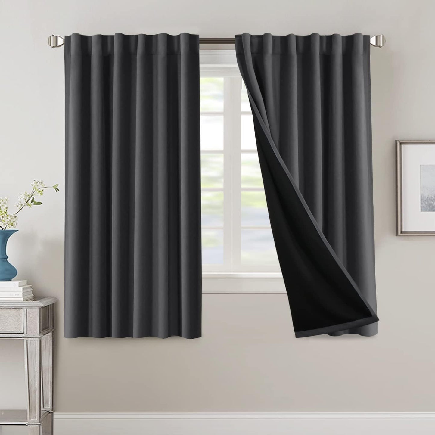 2 Panels PrinceDeco 100% Blackout Curtains for Bedroom with