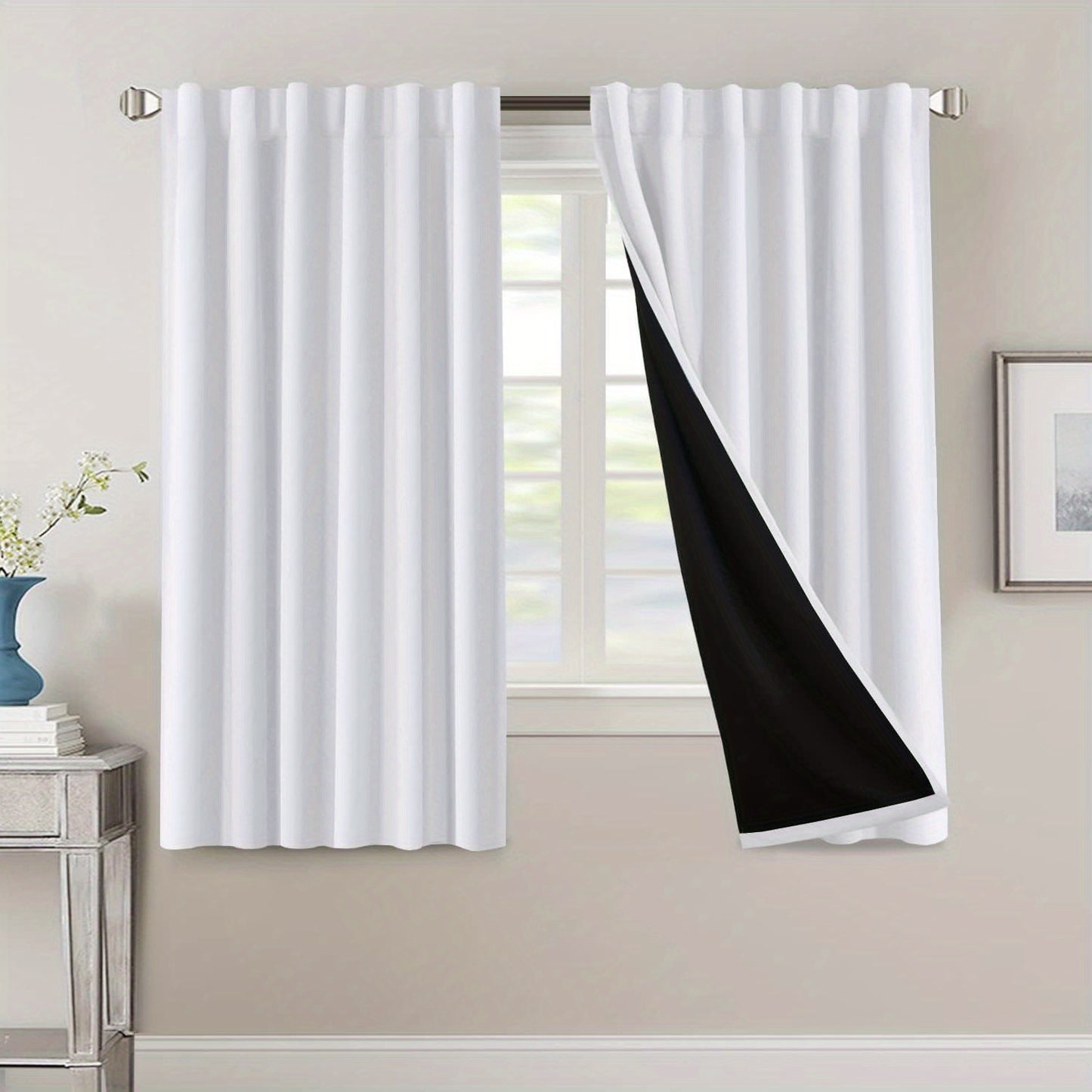 2 Panels PrinceDeco 100% Blackout Curtains for Bedroom with