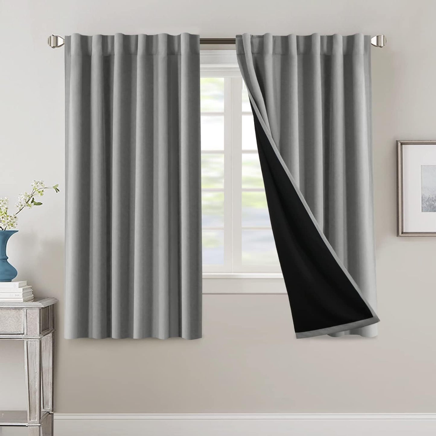 2 Panels PrinceDeco 100% Blackout Curtains for Bedroom with
