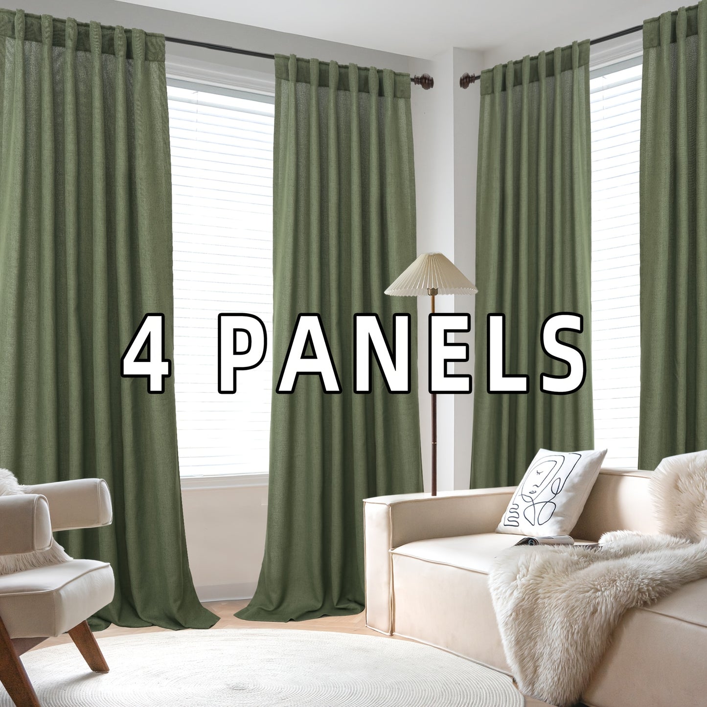 Natural Linen Natural Linen Curtains | 4 Panels | Linen | Se