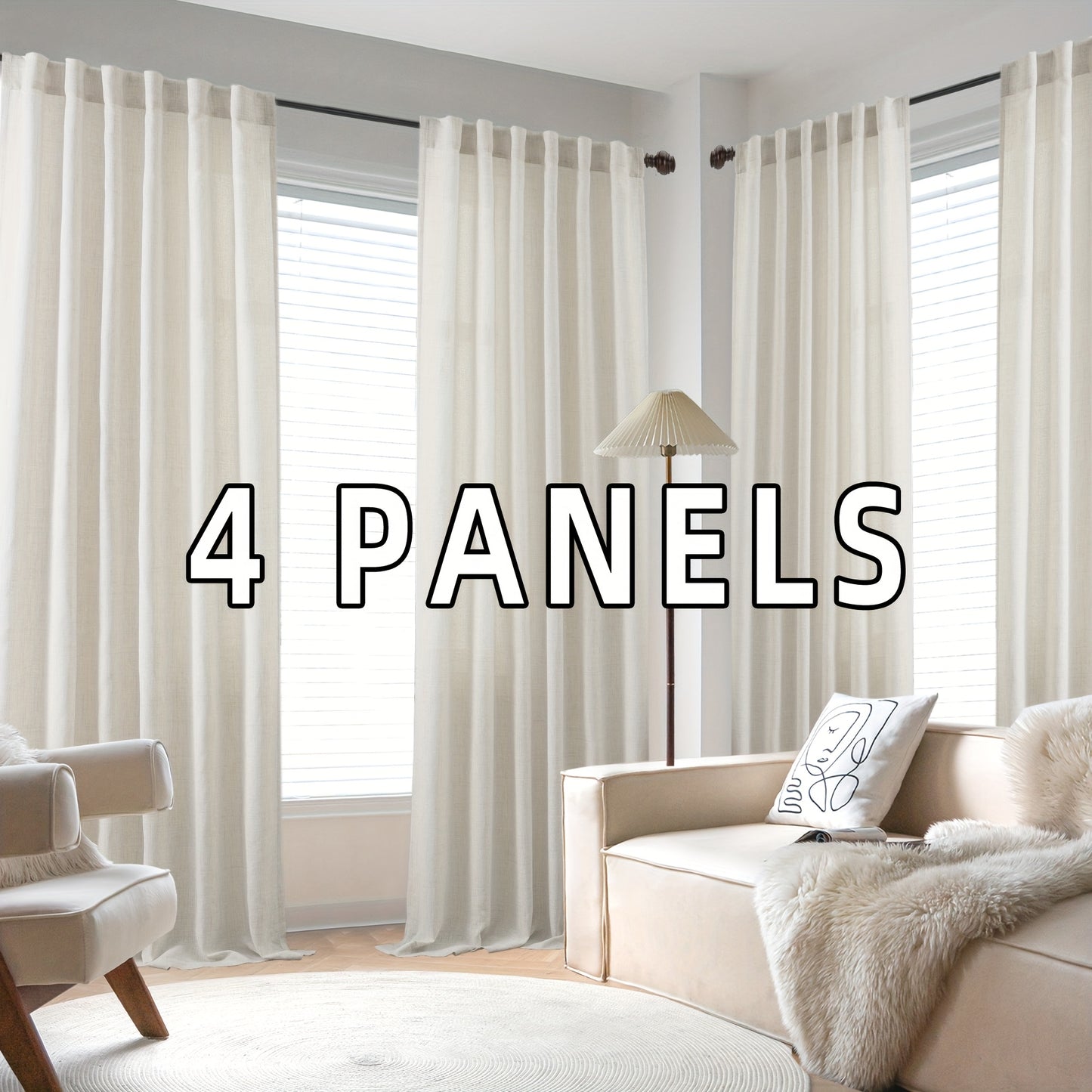 Natural Linen Natural Linen Curtains | 4 Panels | Linen | Se
