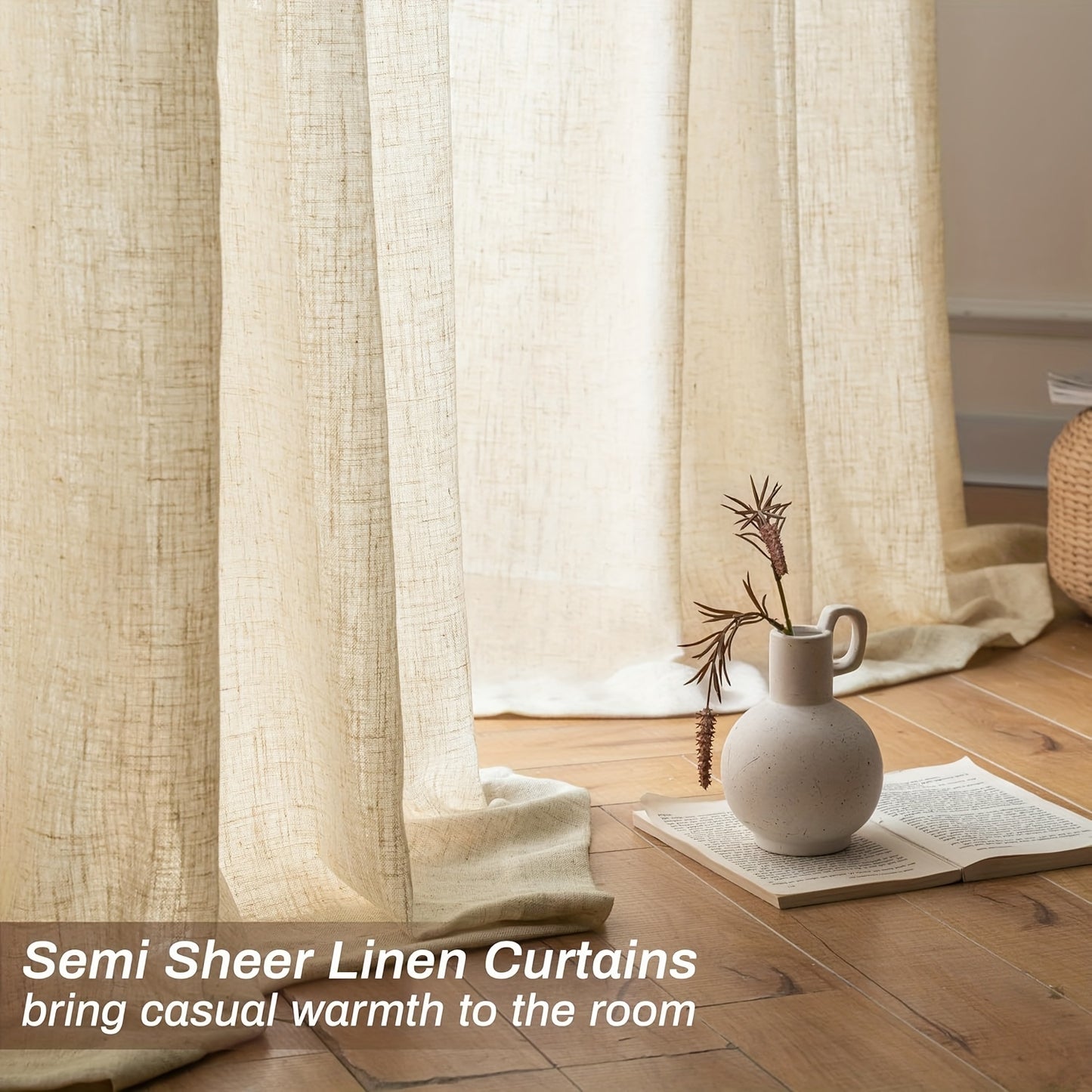 Natural Linen Natural Linen Curtains | 4 Panels | Linen | Se