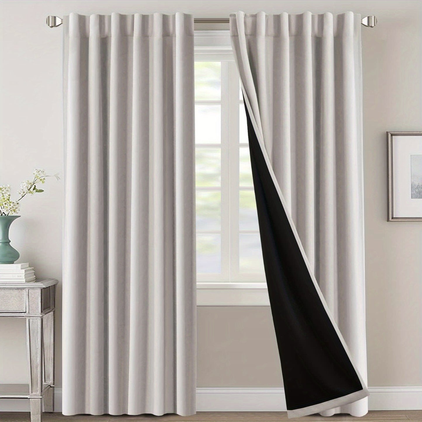 2 Panels PrinceDeco 100% Blackout Curtains for Bedroom with