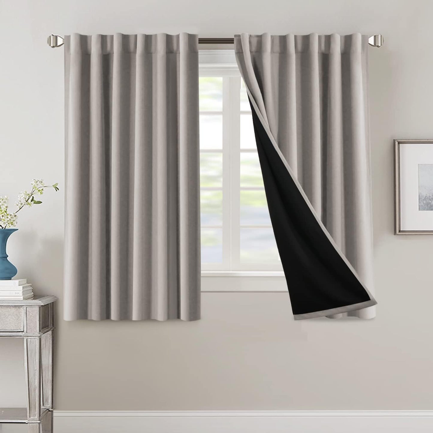 2 Panels PrinceDeco 100% Blackout Curtains for Bedroom with